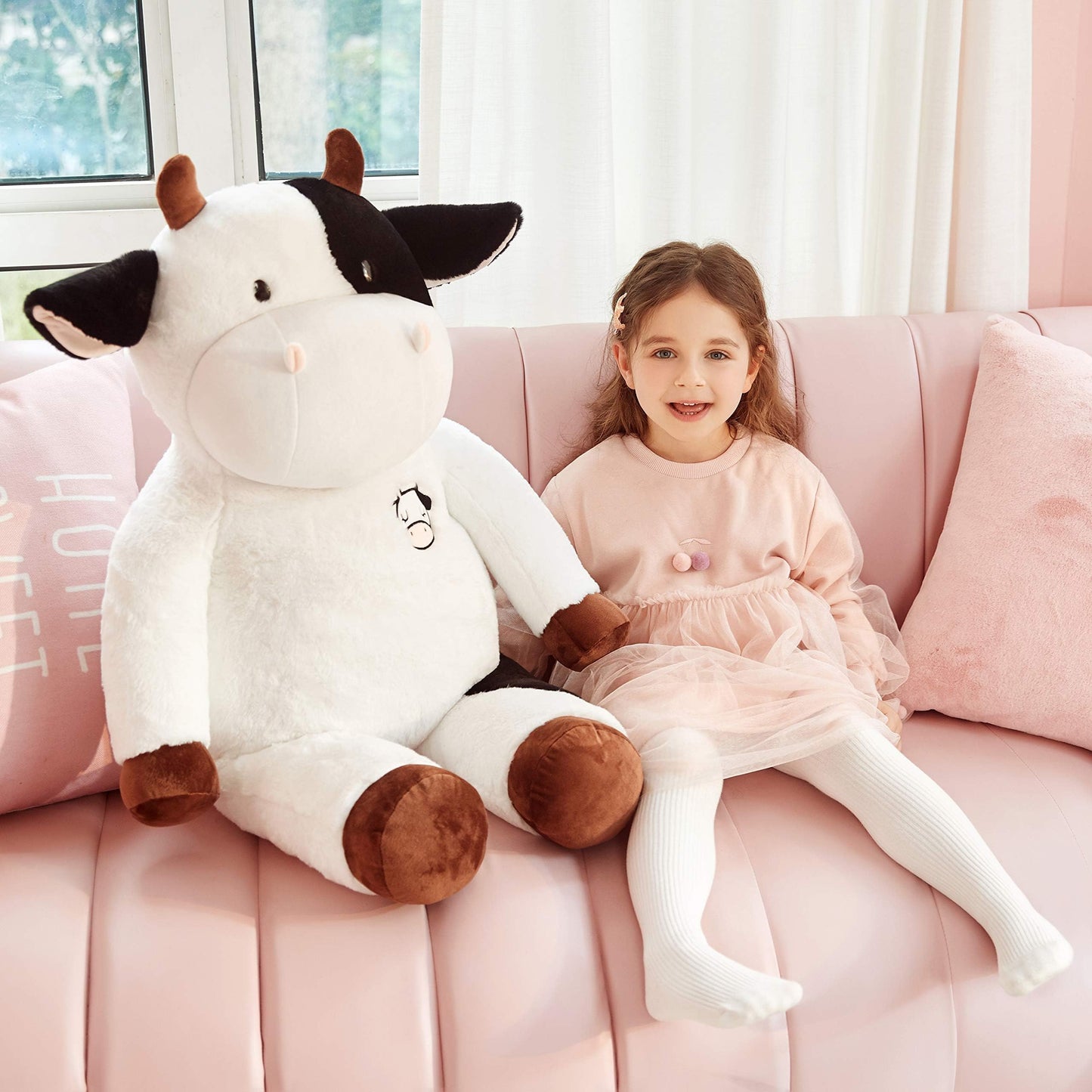 IKASA Giant Cow Stuffed Animal Jumbo Plush Toy (White, 30 inches)