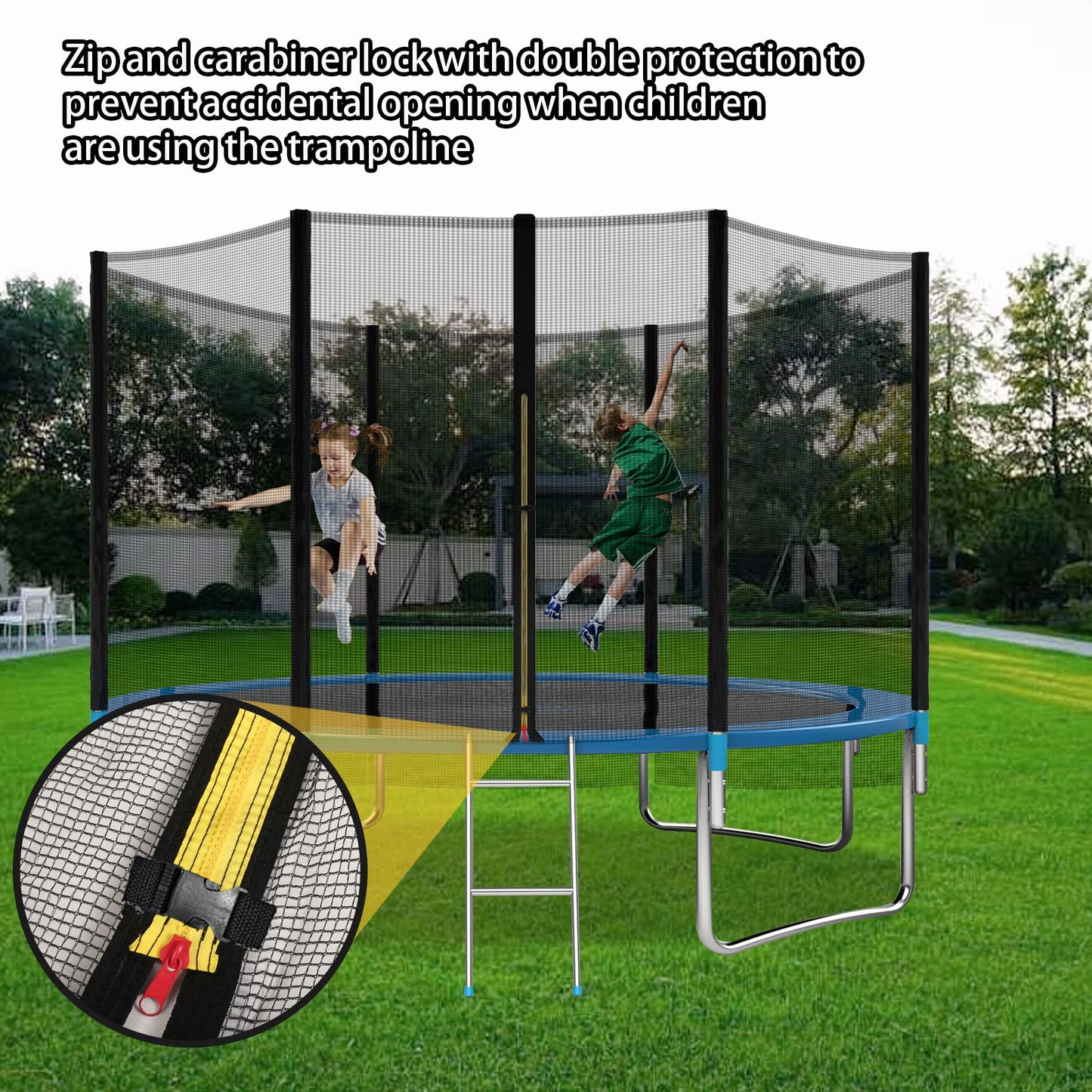 Kevirice Trampoline Replacement Net(Net Only),Trampoline Net Replacement 15Ft 6 Pole is Suitable for Straight Pole Type Trampoline Net Replacement with High Tear Resistance and Safety