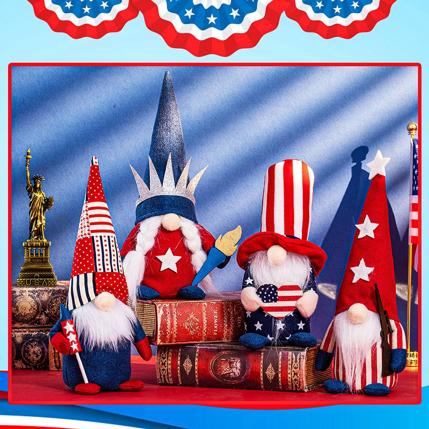 DraMosary 4Pcs Independence Day Gnomes