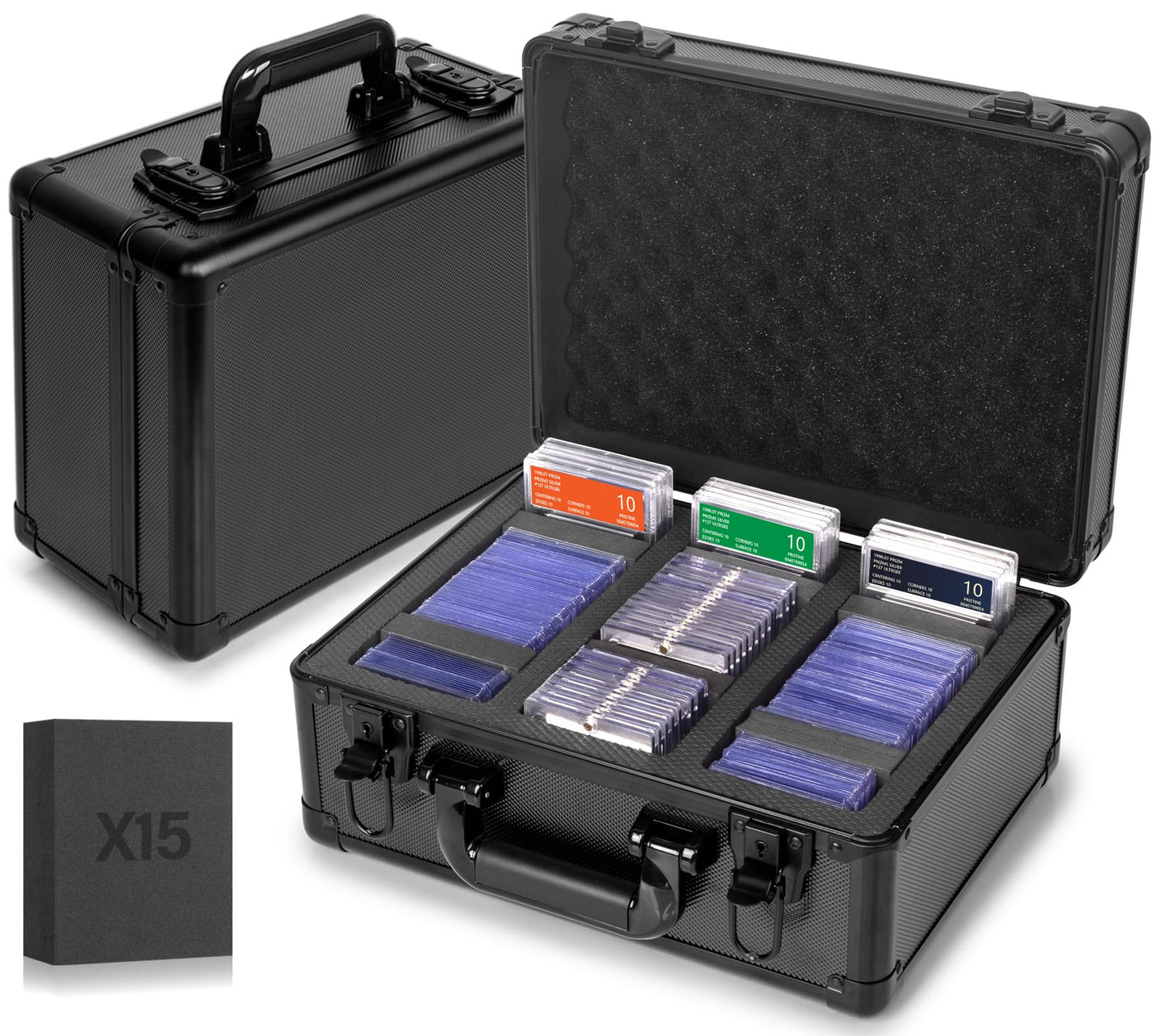 MIXPOET Graded Card Storage Box, Top Loaders Storage Case, Sports Trading Card Box, Cards Slab Case PSA MTG CSG BGS SGC Magnetic Holder, Waterproof Carrying Collector Storage Boxes