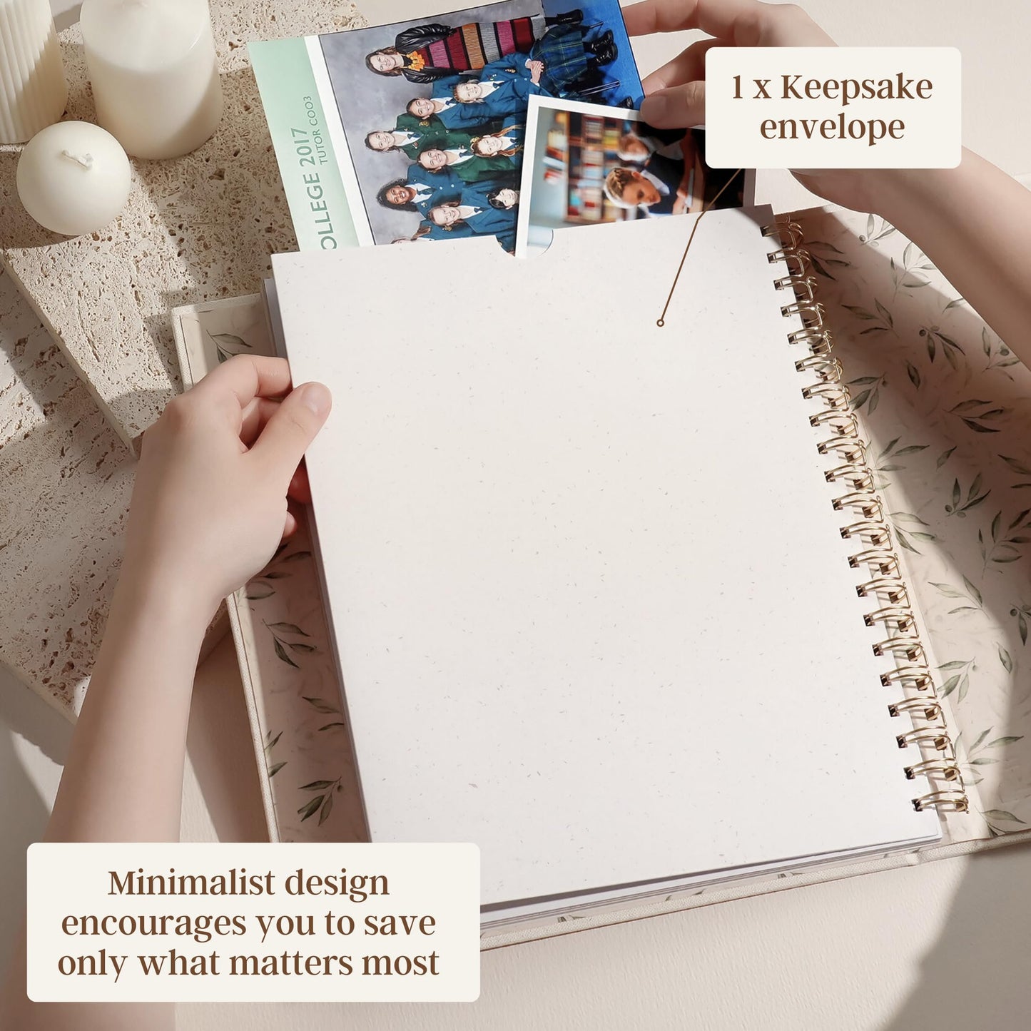 Peachly My School Years Memory Book for Kids & School Photo Album – School Picture Photo Album Childhood Memory Book - School Keepsake Organizer School Days (Beige - Preschool to 12th Grade)