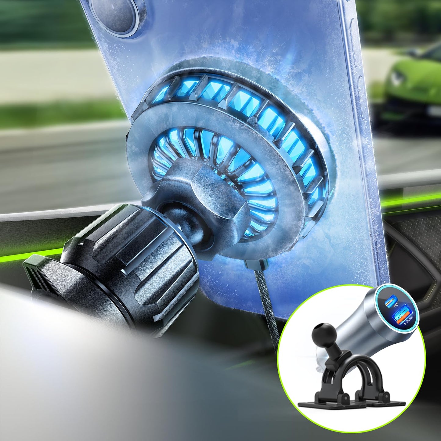 LISEN for 15W Qi2 MagSafe Car Mount Charger [Peltier Cooler Instant Cooling] Wireless Magnetic Car Mount for iPhone Car Charger, Qi2 MagSafe Charger Mount for iPhone 17 Pro Max 16/15/14/13/12
