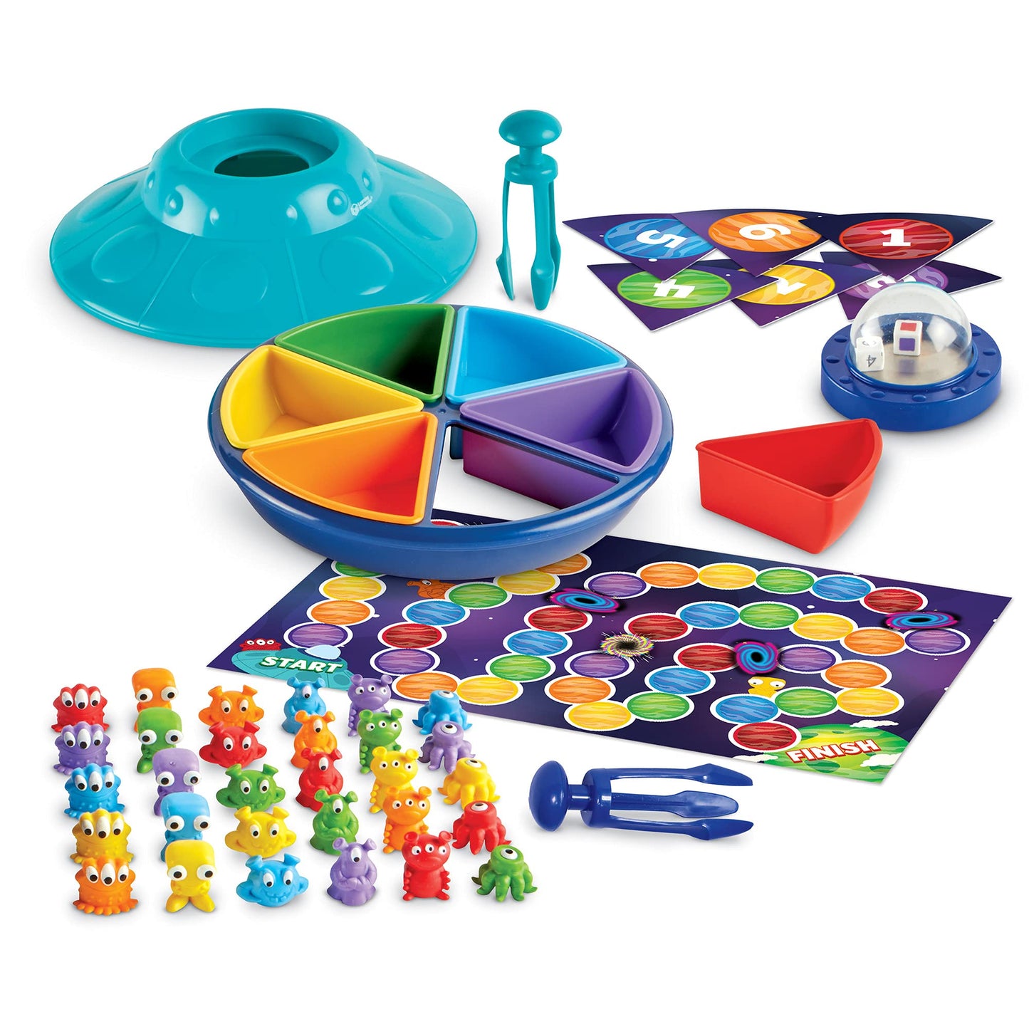 Learning Resources Oodles of Aliens Sorting Saucer, Fine Motor Skills, Counting and Sorting Toys, Preschool Games, Educational Toys, 48 Pieces, Ages 4+