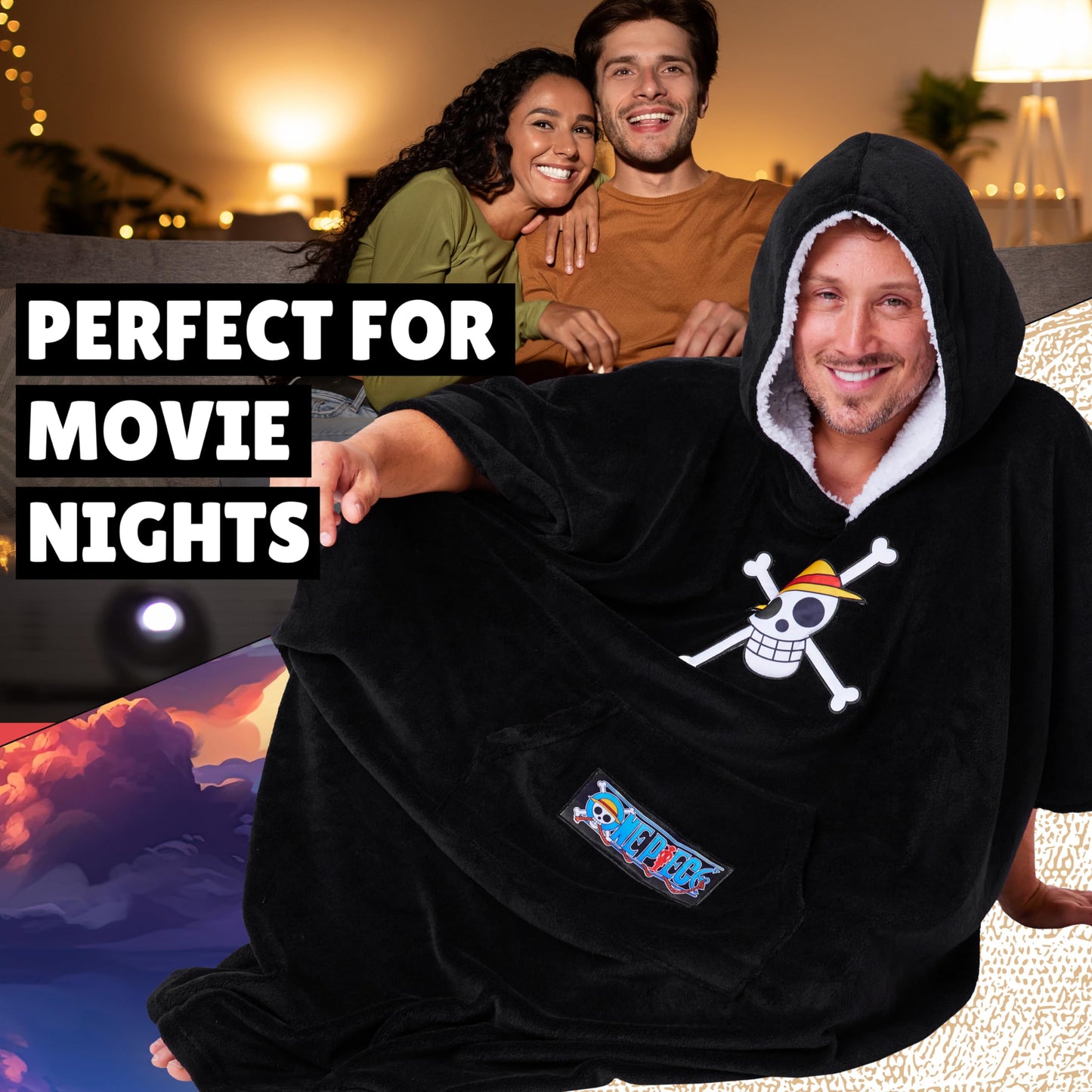 One Piece Hoodie Blanket for Adults and Teenagers Cosy Oversized Wearable Blanket One Size Sherpa Hood Gifts for Him