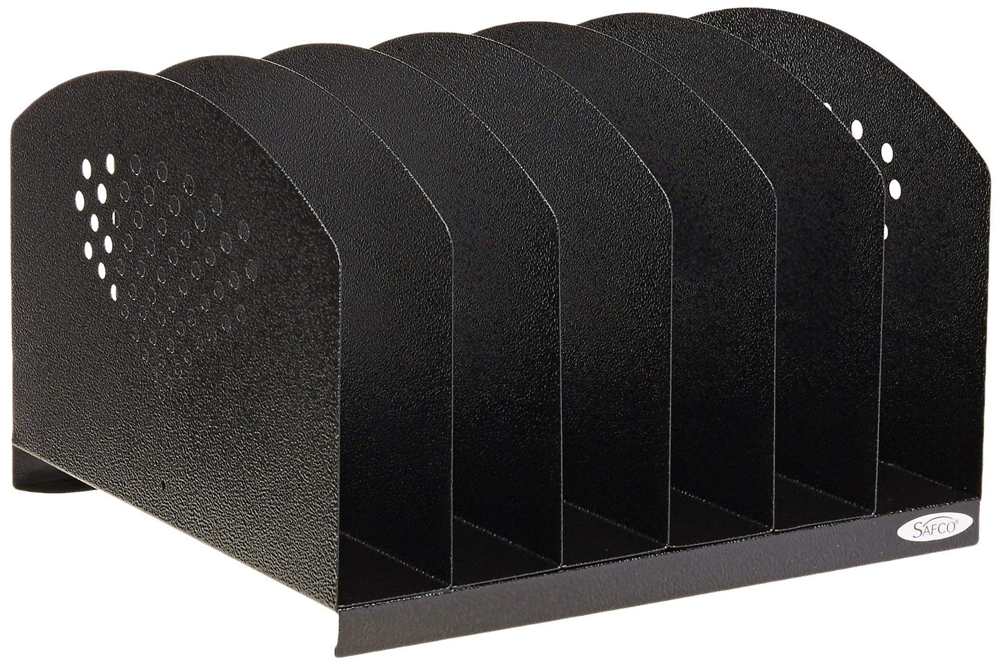 Safco 3155BL Steel Desk Organizer Rack with 6 Vertical Sections, Black