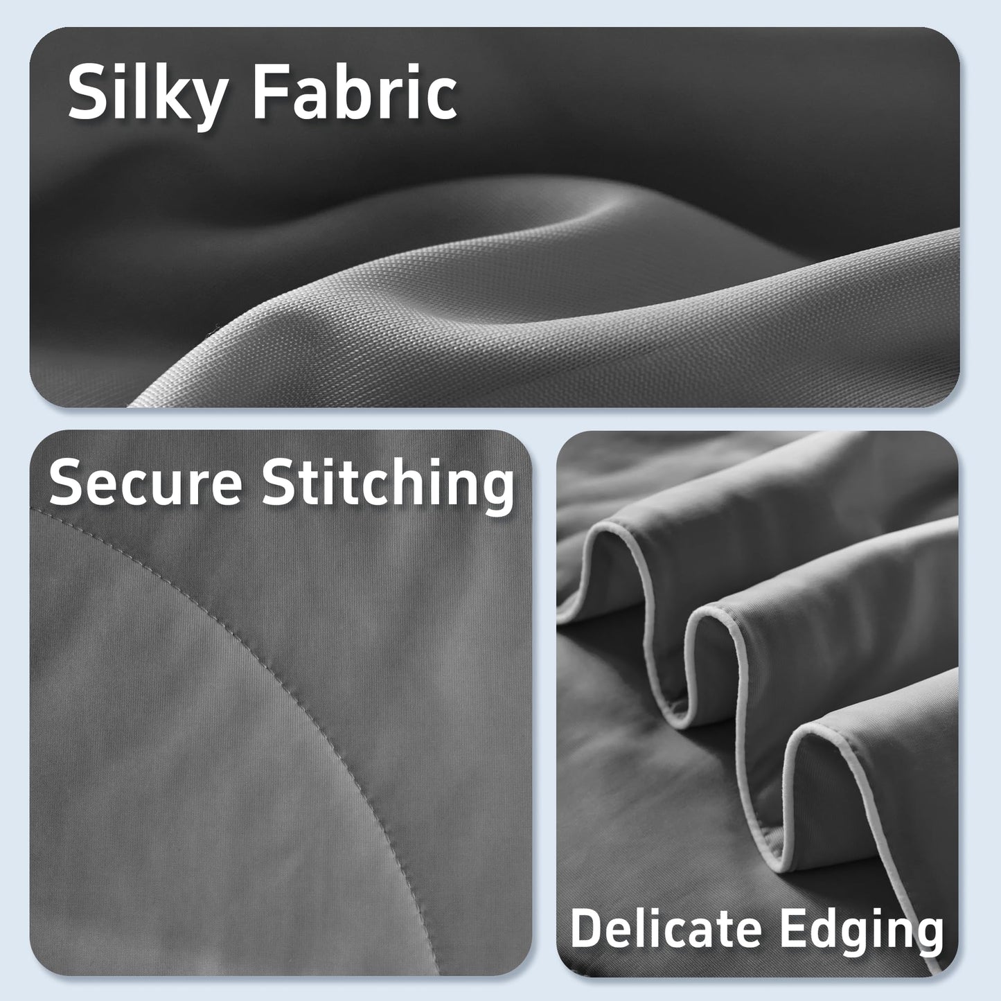 DOWNCOOL Cooling Comforter Queen Size, Lightweight Blanket for Hot Sleepers with Cooling Pillowcases, 3-Piece Bedding Set for Night Sweats & Moisture-Wicking Quick-Dry Fabric, Grey 90″x90″