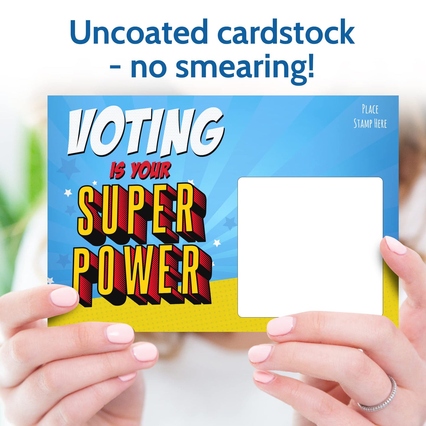 T MARIE 400 Bulk Voter Postcards 4x6-4 Vibrant Designs, Blank Back for Personalized Messages, Smear-Resistant Uncoated Cardstock, Spark Change and Encourage Voting in Your State