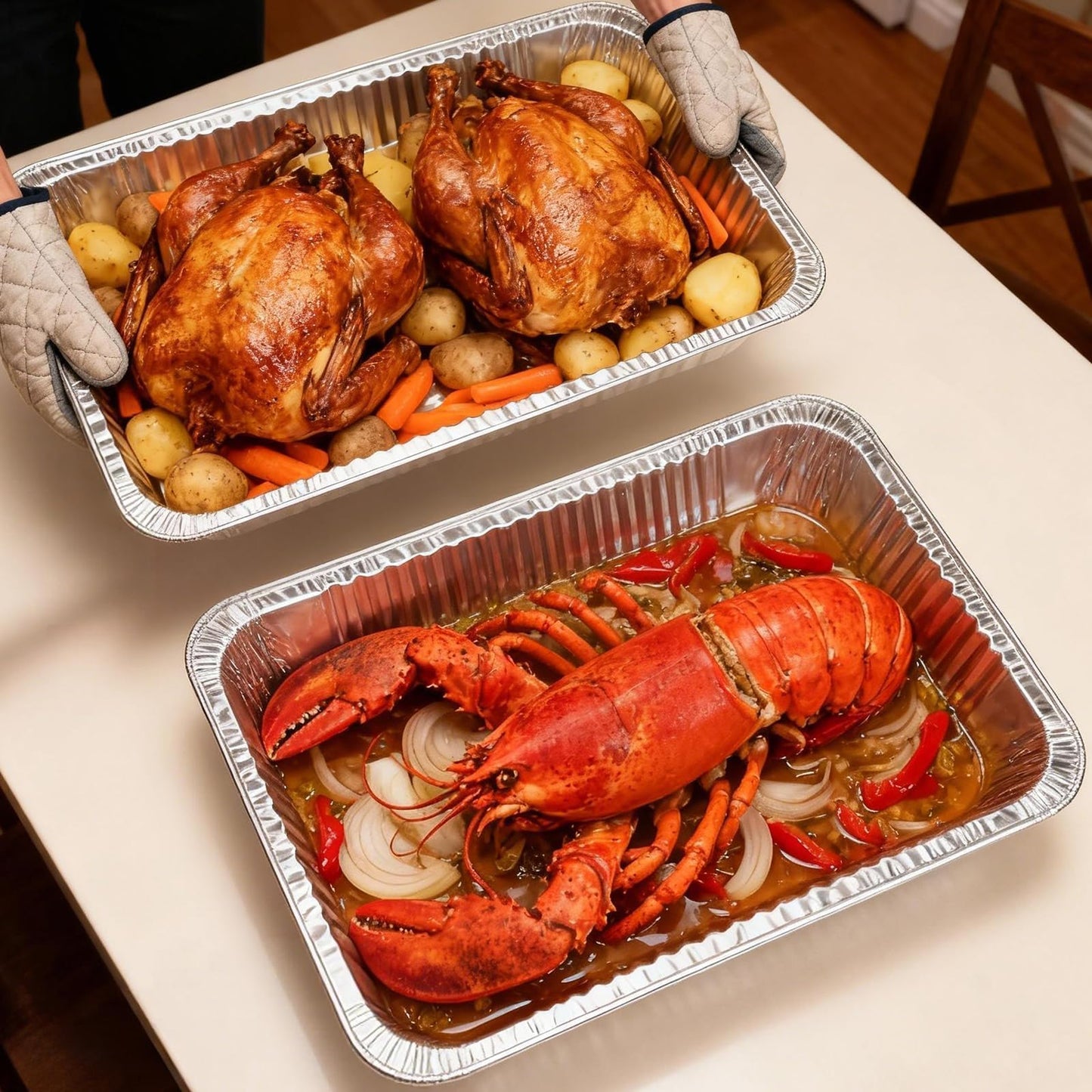 21"x13" Full Size Aluminum Pans, 20 Pack – Heavy Duty Deep Disposable Foil Roasting Pan & Baking Pans, Large Chafing Trays for Catering, Steam Table, Hotels, Restaurants, Buffets & Bakeware