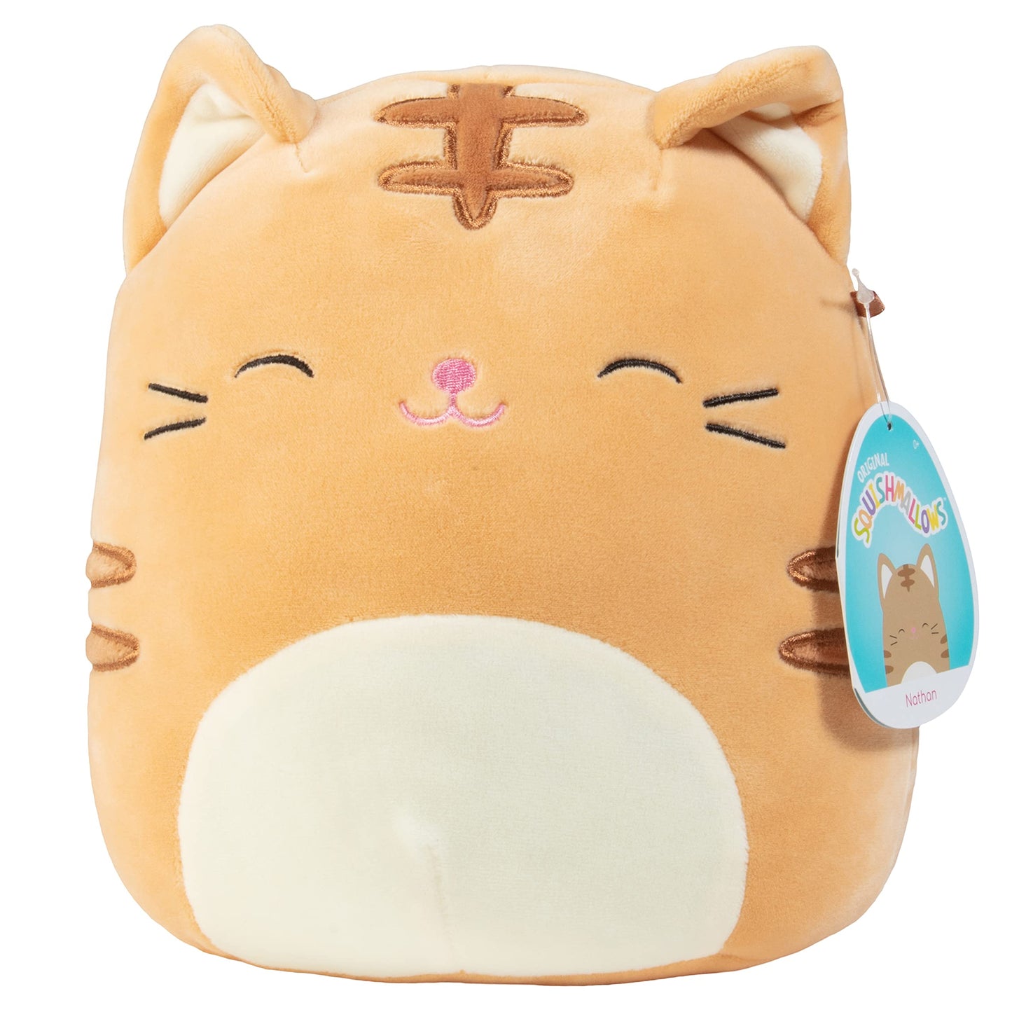 Squishmallows 8" Nathan The Orange Cat - Official Jazwares Plush Toy - Collectible Soft and Squishy Kitty Plush Toy Gift for Kids Girls and Boys