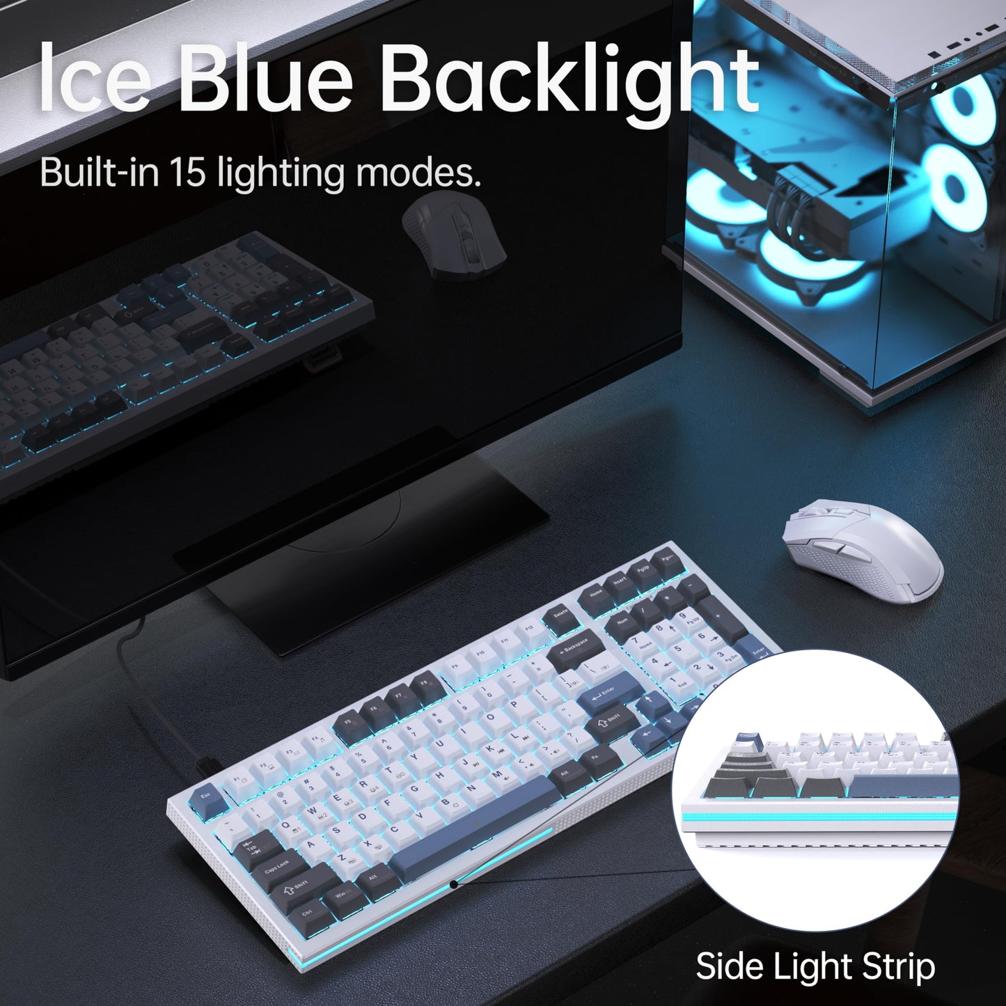 KEMOVE K98SE Mechanical Gaming Keyboard, 98 Keys LED Backlit Programmable Keyboard, 96% Wired Computer Keyboard with Double Sound Dampening Foam, Pre-lubed Red Switch