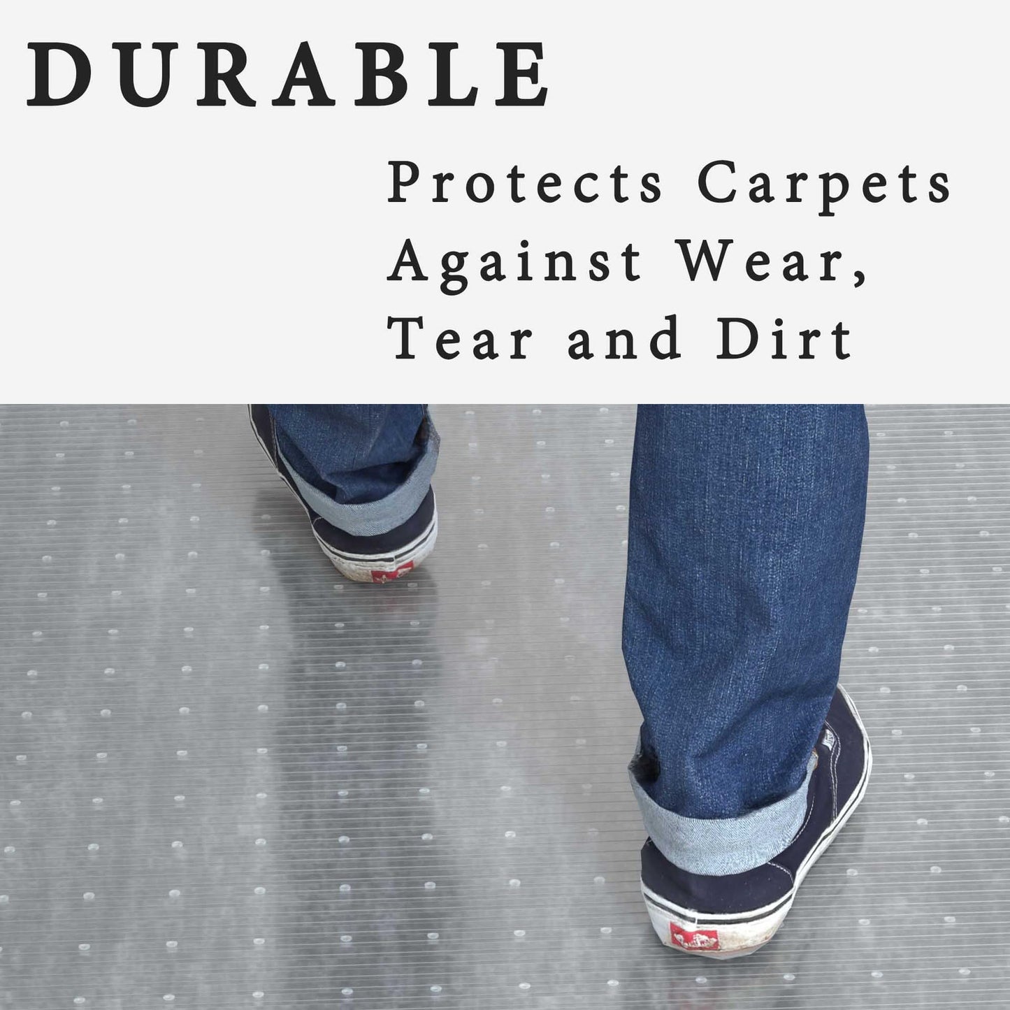 Plastic Carpet Protector Floor Runner 27in x 20ft Clear Carpet Runner for High Traffic Hallway Non-Slip Rug Protector for Low Pile Stain-Resistant & Waterproof