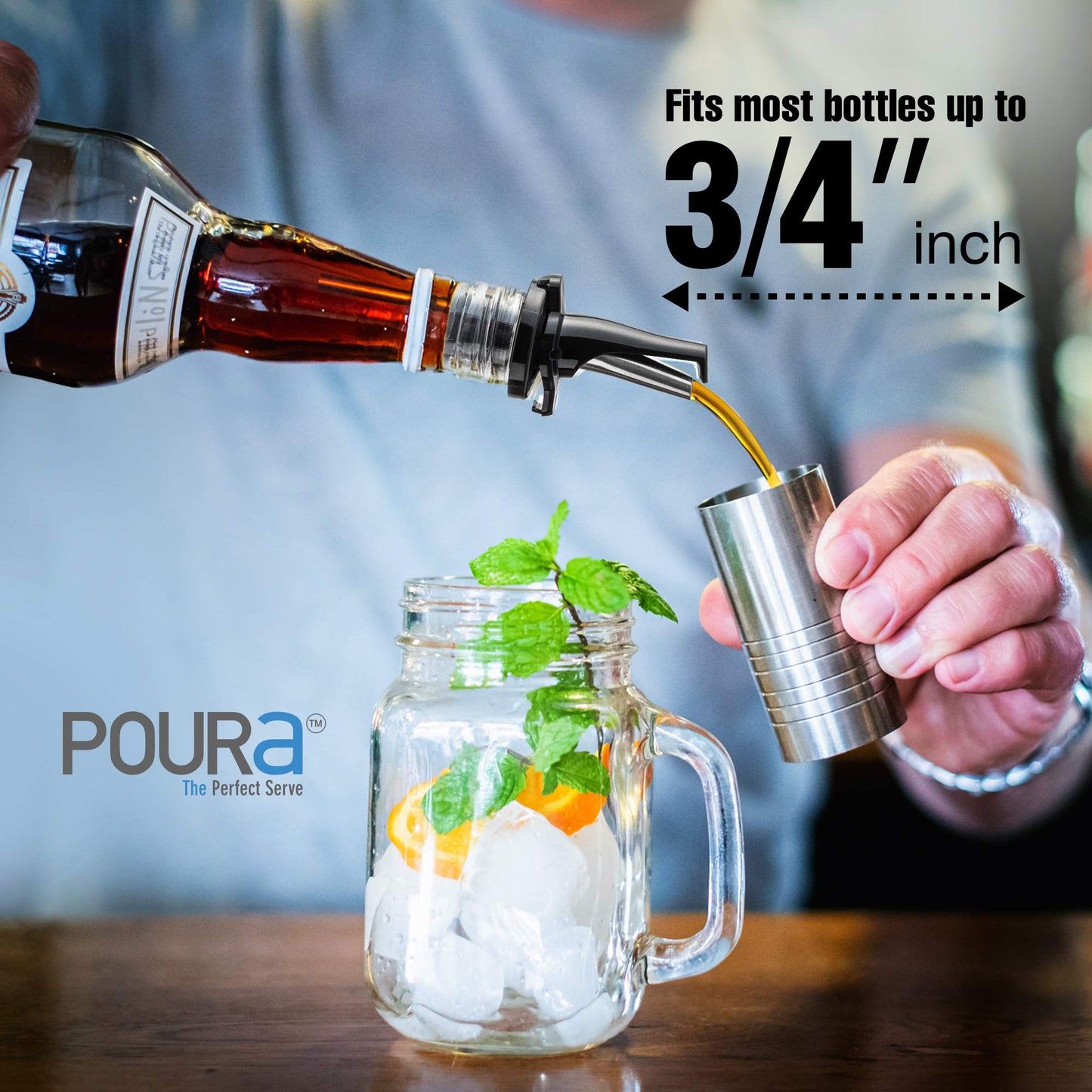 Liquor Bottle Pourers - Patented Design Pour Spouts - Open and Close for Mid Pour Shut Off - Fits Universally to Most Bottles - Meet The New Standard of Bottle Pourers - Black - 12 Pack