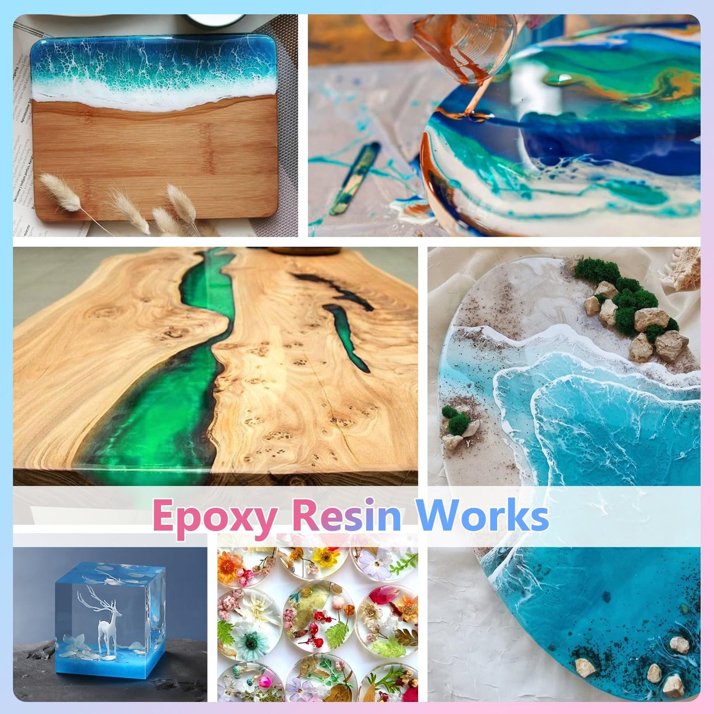 KISREL Epoxy Resin 2Gallon - Crystal Clear Epoxy Resin Kit - No Yellowing No Bubble Art Resin Casting Resin for Art Crafts, Jewelry Making, Wood & Resin Molds(1 Gallon x 2)