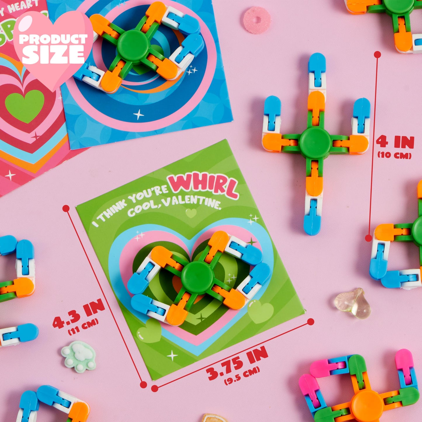 JOYIN 30 Packs Valentine's Day 6-Design Gift Cards with Fidgets Spinners, Deformable DIY Spinners Fingertip, Stress Relief Fidget Toys for Kids and Valentine's Party Favors, Classroom Gift Exchange