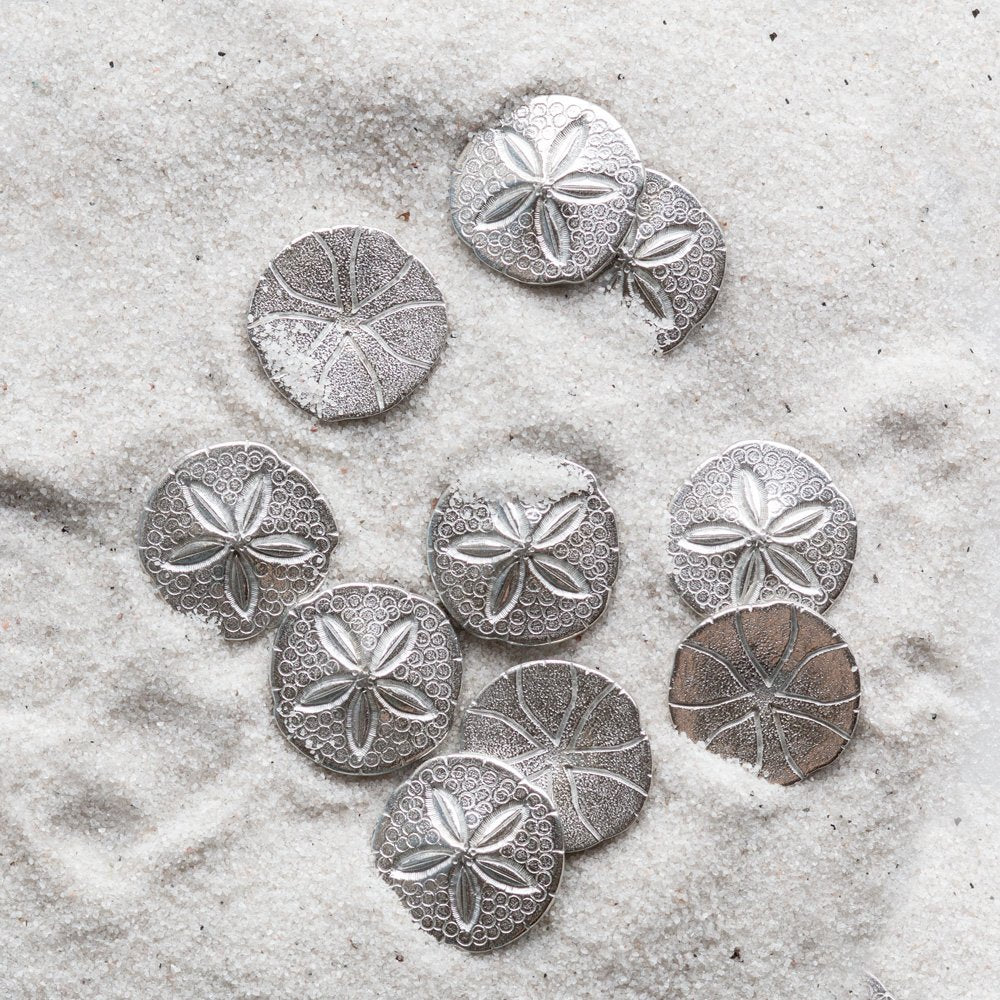 DANFORTH - Vilmain Sand Dollar Pocket Tokens - Bag of 10 Charms - Pewter - Coins