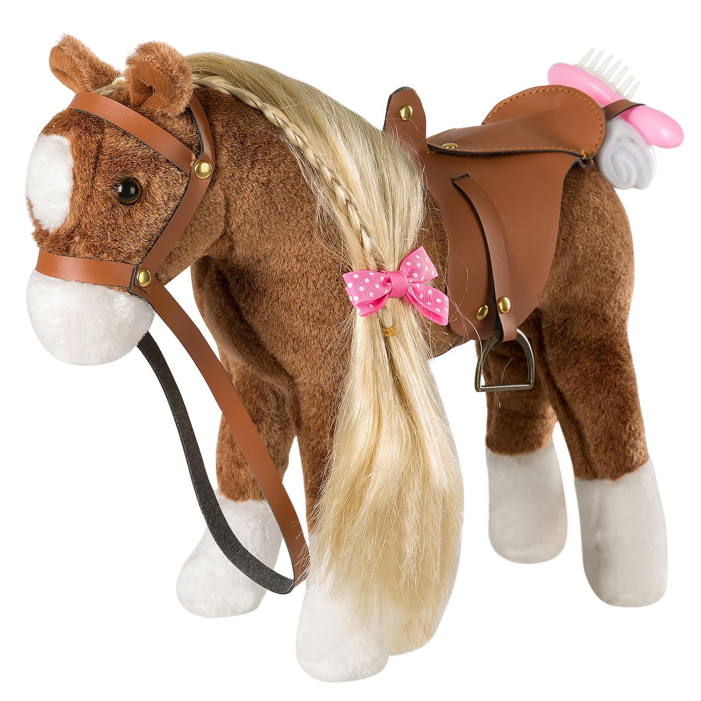 HollyHOME Horse Stuffed Animal Cute Pony Plush Pretend Play Horse Toys for Girls and Horse Lovers 11 inches Brown