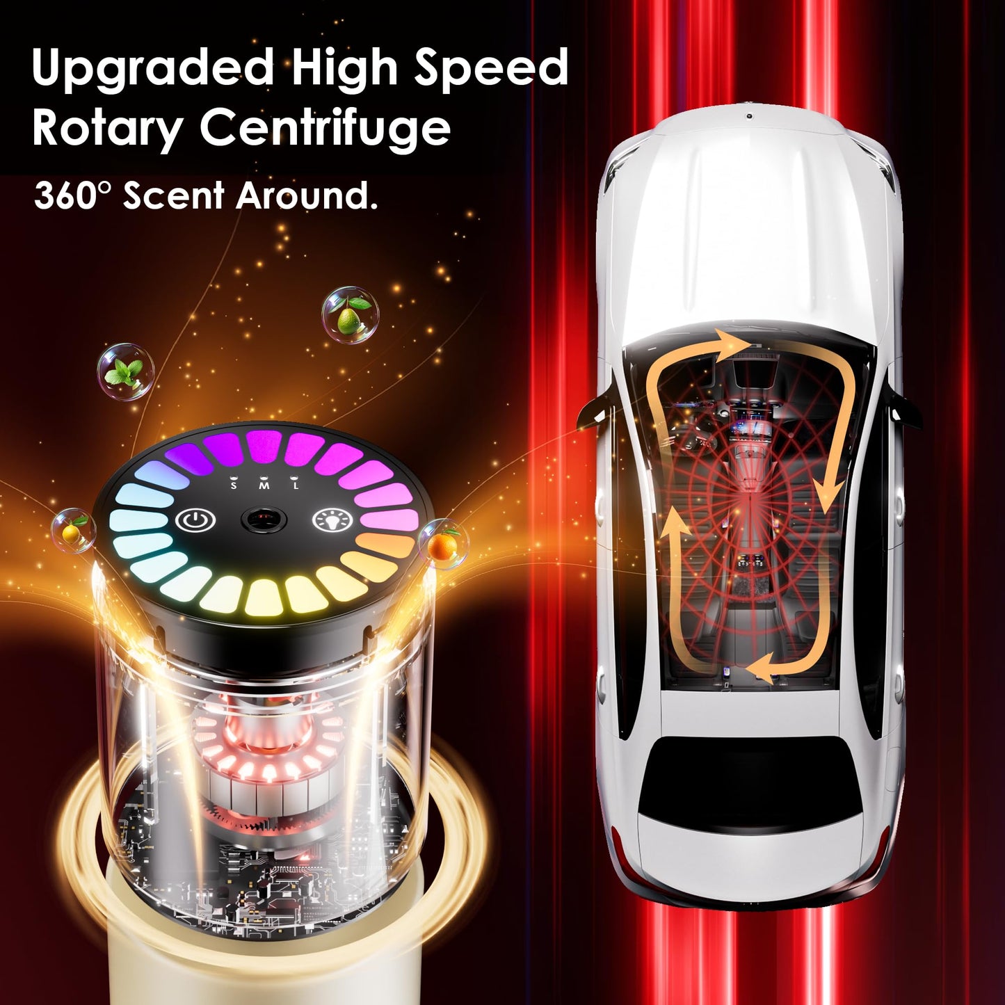 Car Air Freshener, Car Fresheners Long Lasting, Auto On/Off, 3 Adjustable Modes for Custom Scent Intensity, 150mL Large Capacity, Diffuser with RGB Music Syncing Light (Cologne)