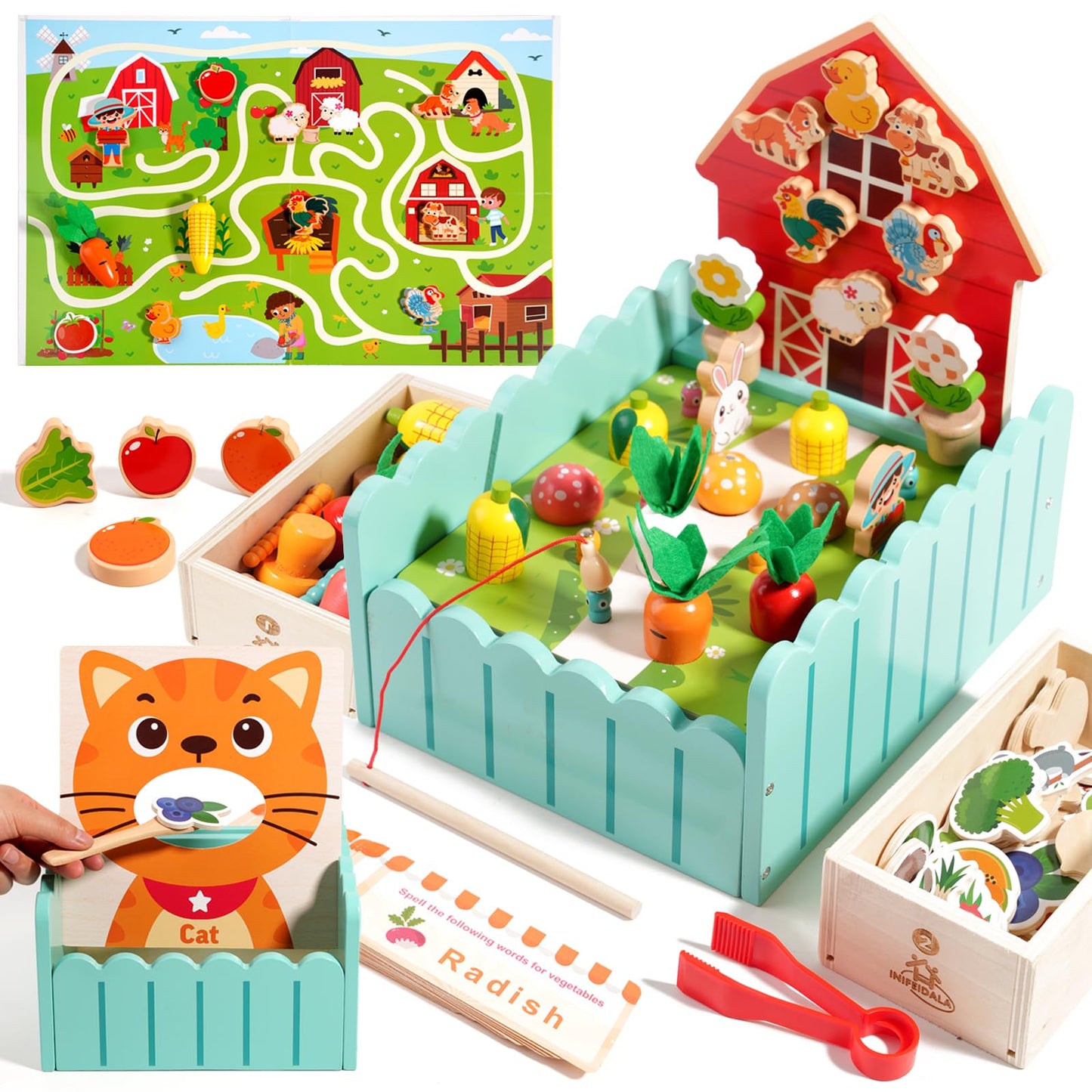 Toddlers Montessori Wooden Educational Toys for 2 3 4 Year Old | Birthday Gifts for Boys & Girls,Preschool Learning Toys for Speech Therapy & Fine Motor Skills Development