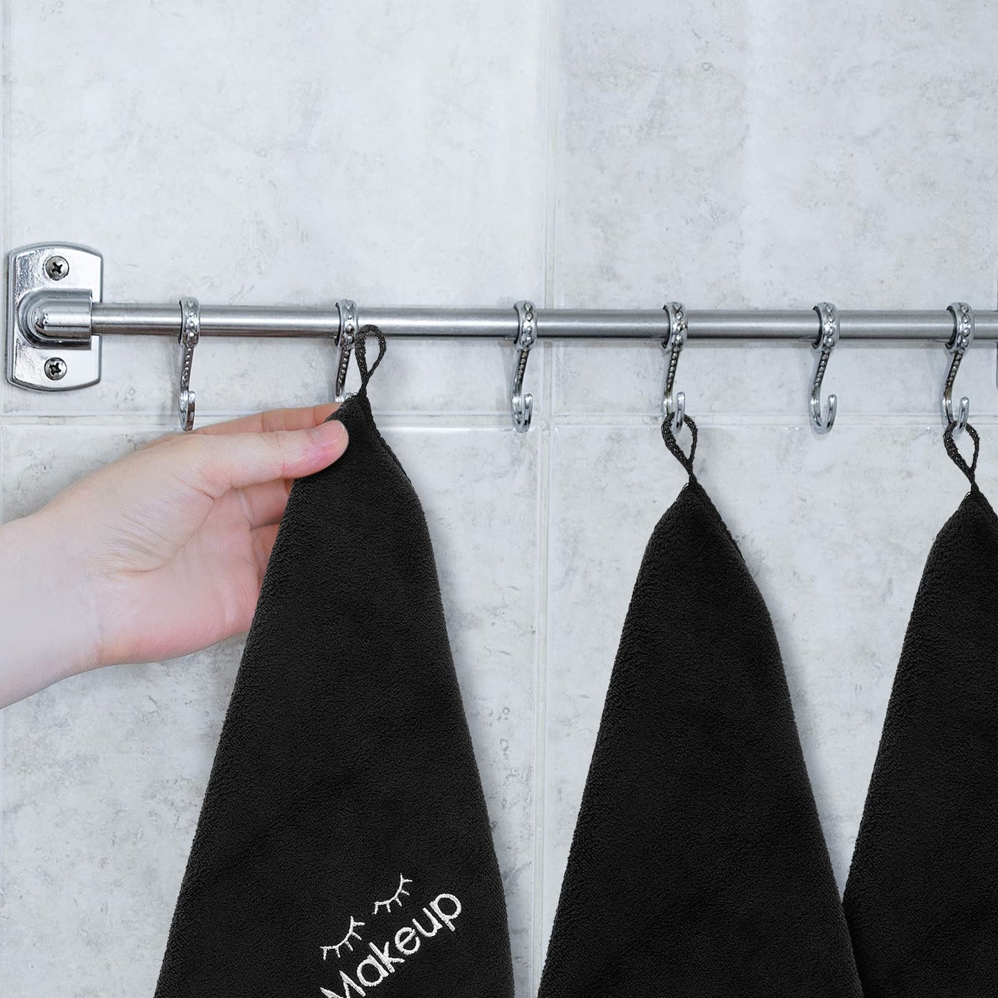Macarrie 36 Pcs Makeup Remover Cloth Towels Face Washcloth Soft Microfiber Wash Cloths Black Make Up Washing Face Rag Facial Towel for Skin Care(Black)