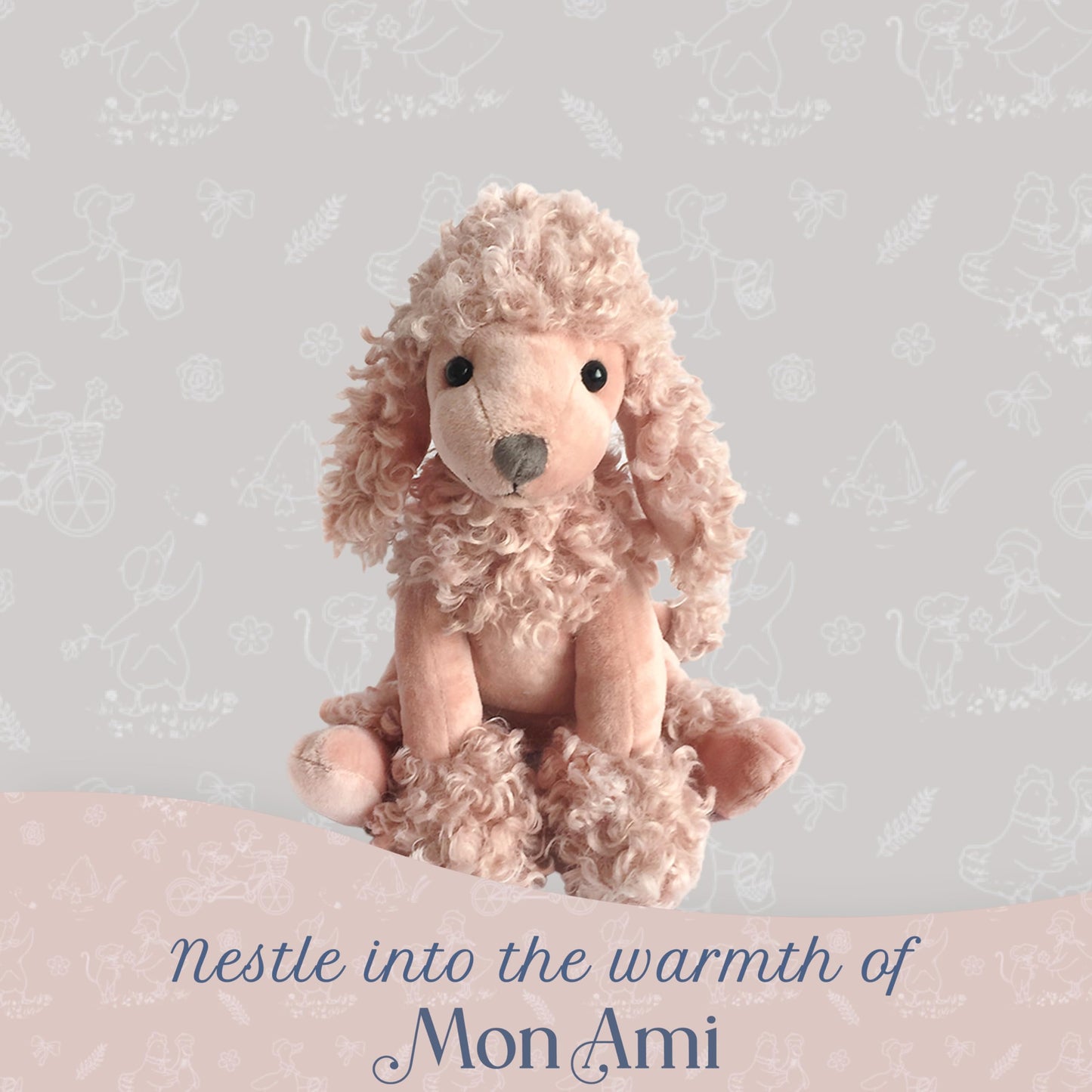 Mon Ami Designer Doll Plush Poodle Dog, Fun Adorable Soft and Cuddly Stuffed Toy Animal for Little Girls or Boys, Baby, Toddlers and pre-School Kids |Perfect Party Favor & Birthday Gifts| Pink, 13"