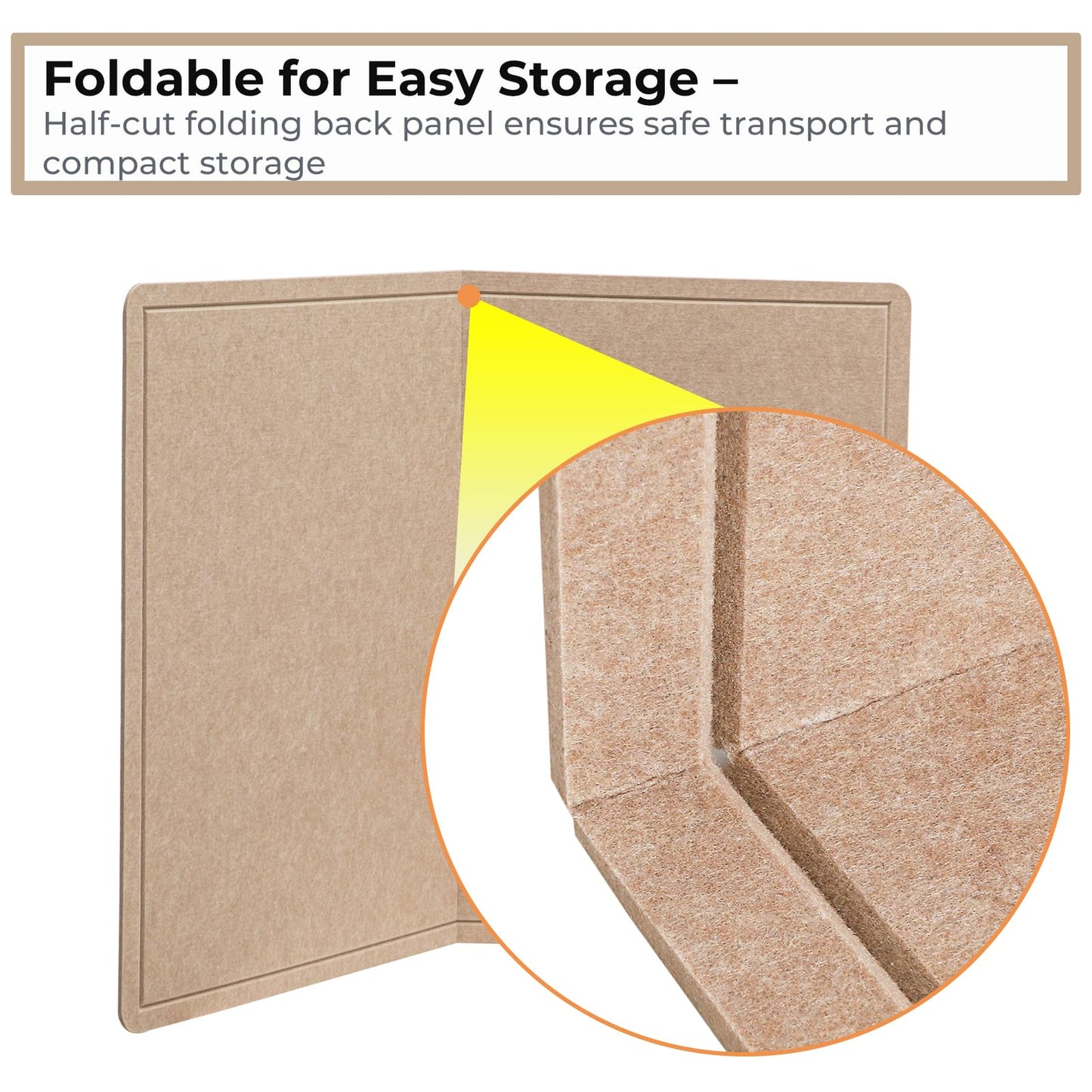 DexBoard Foldable Large Felt Bulletin Board for Wall 60"x 36", Decorative Picture Framed Display Board with Self-Adhesive Tape for School, Home, Kitchen & Office Walls, Includes 30 Pins, Oatmeal