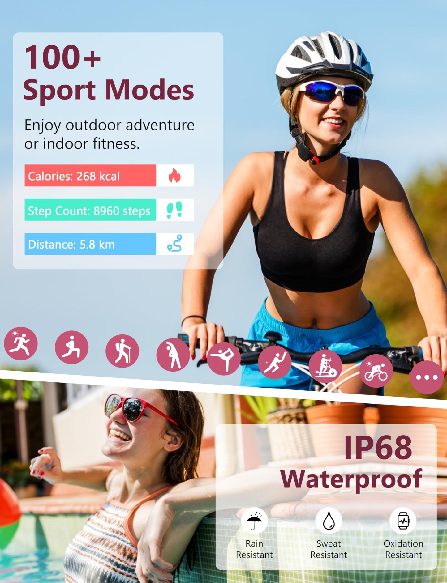 Smart Watch, 1.83'' Smartwatch Women Men Answer Make Calls, Alexa Fitness Watch, IP68 Waterproof Fitness Tracker Watch, Heart Rate Monitor, 100+ Sports Pedometer Watch, Timer for android & iOS Phone