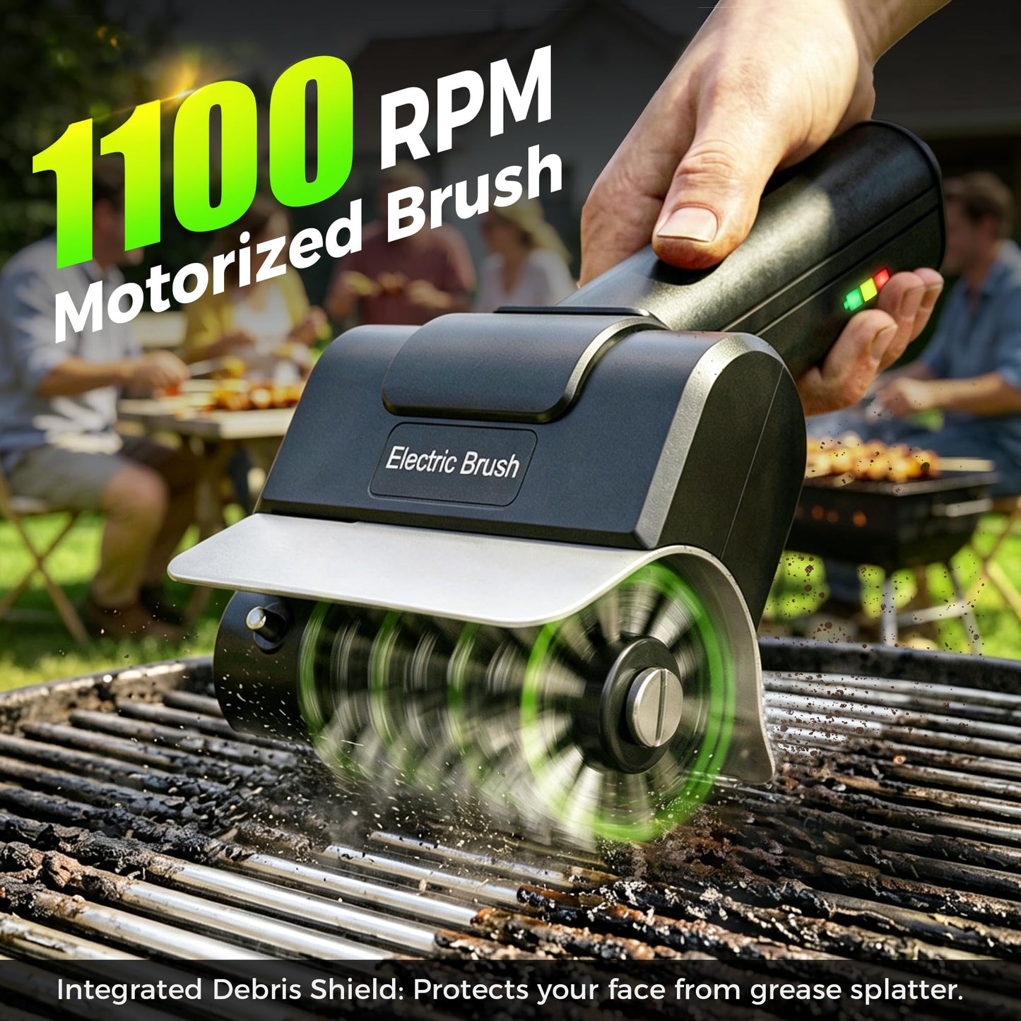 Electric BBQ Grill Brush - Cordless USB Rechargeable Grill Cleaning Brush with High-Speed Motor, Heavy Duty Stainless Steel Bristles, Automatic Barbecue Grate Cleaner Tool, Perfect BBQ Accessories