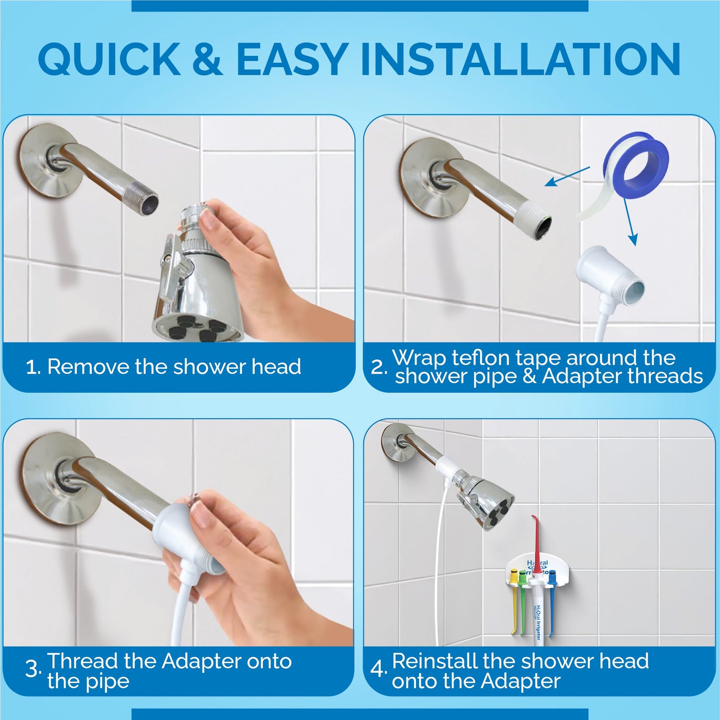 Oral Irrigator Shower Floss Dental Care System | Advanced Shower Water Flosser for Healthy Gums and Teeth | Shower Flosser | Dental Water Flosser for Superior Dental Hygiene at Home | Made in U.S.A.