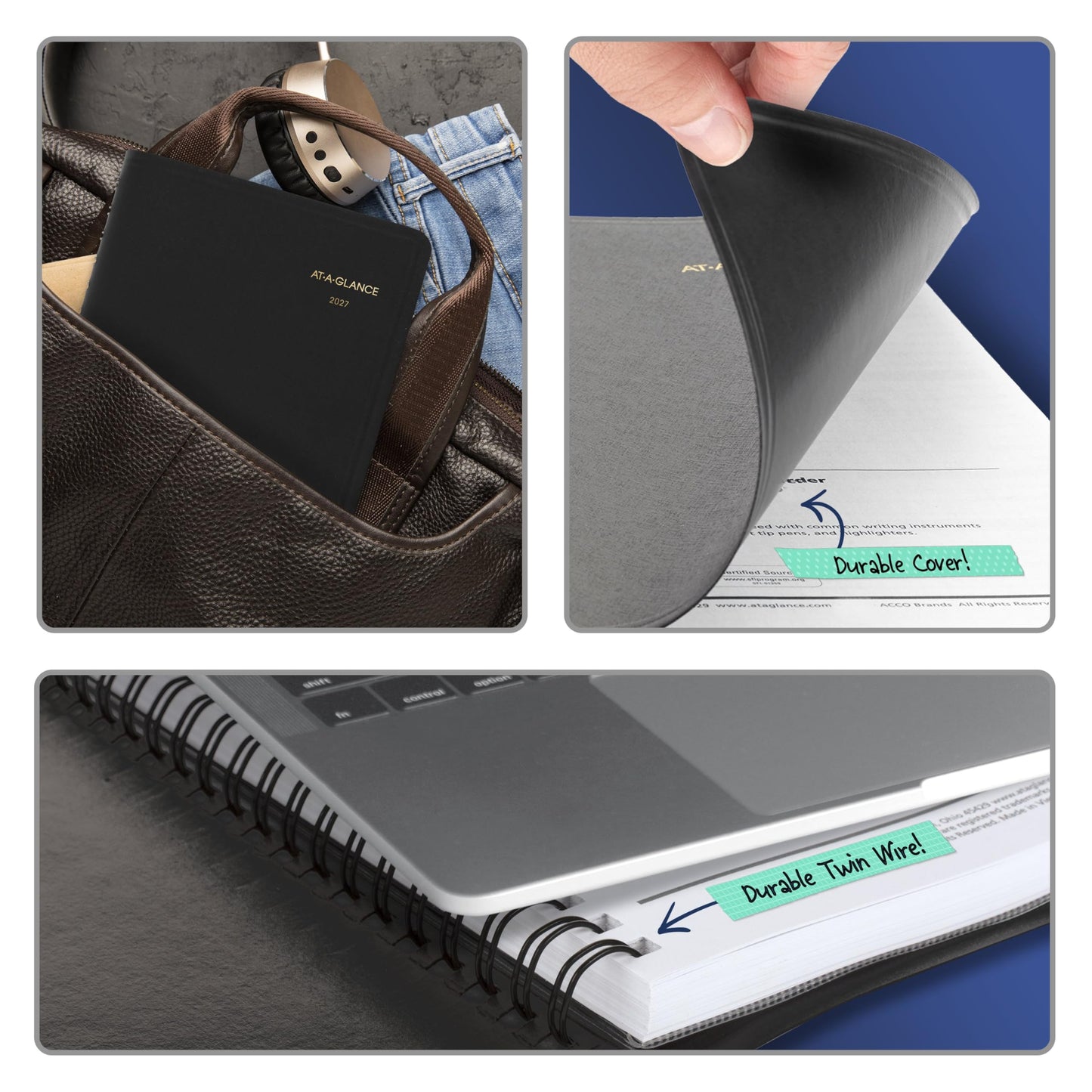 AT-A-GLANCE 2027 Appointment Book Planner, Daily, 5" x 8", Quarter-Hour, Black (708000527)