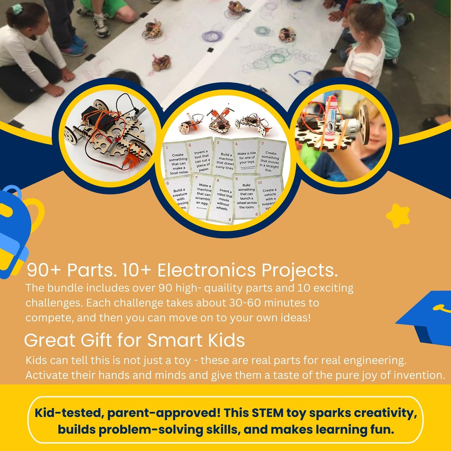 Tinkering Labs Robotics Engineering Kit | Designed by Scientists in USA | 50+ Parts | 10+ STEM Projects For Kids 8-12 | Learn Electronics, Science | Grow Creativity, Grit | Great DIY Inventor Toy Gift