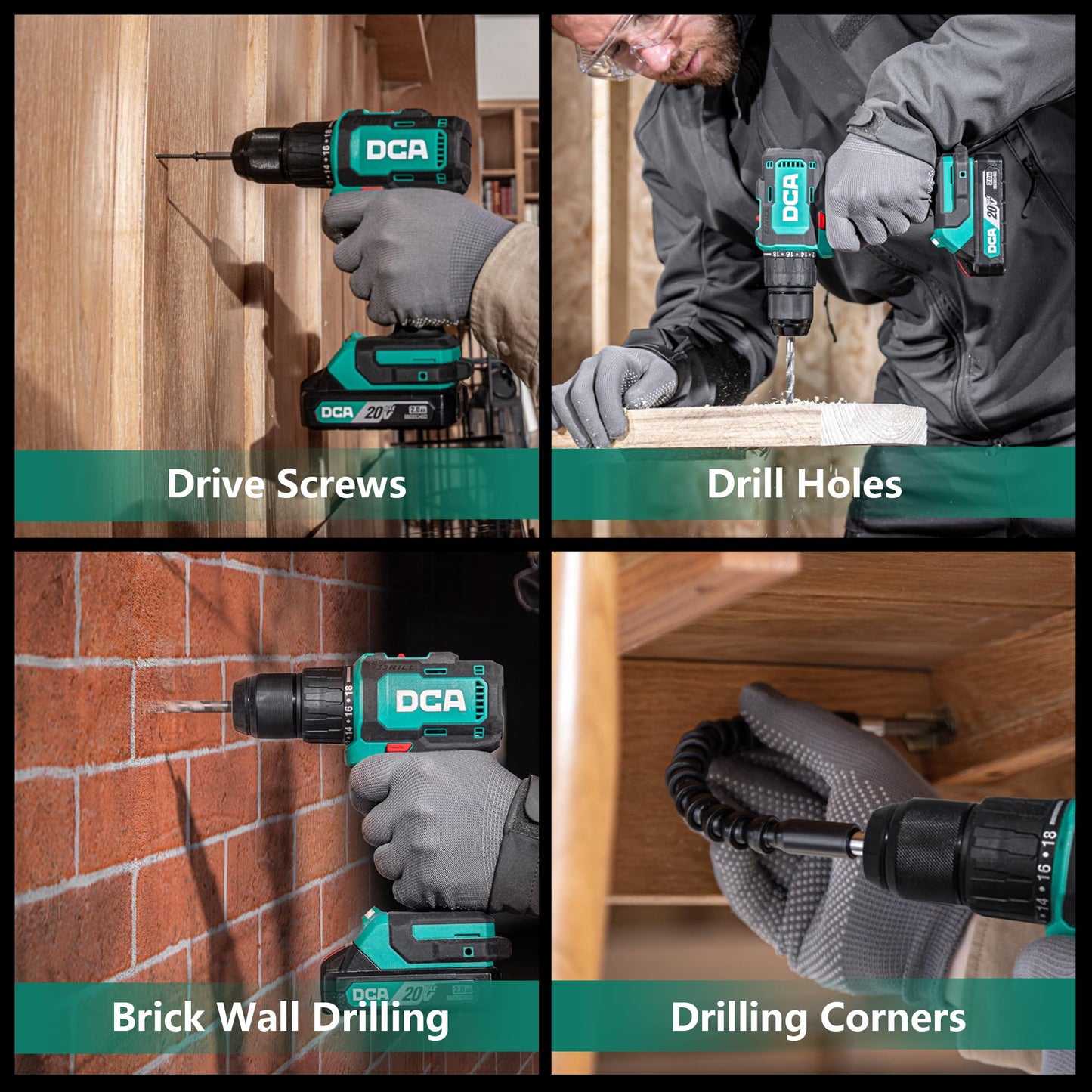 DCA 20V Brushless Hammer Drill Cordless, 492 in-lb Torque Impact Drill, 1/2" All-Metal Keyless Chuck,18+1+1, (0-450/0-1800RPM), 27000 IPM, Compact Design with 2.0Ah Battery & Charger,ADJZ2055i