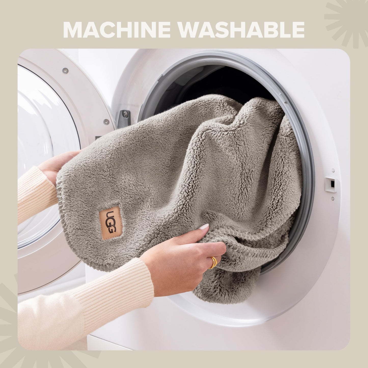 UGG Whitecap Fleece Throw Blanket, Soft Fluffy Blankets for Couch or Bed, Home Decor, Luxury Plush Throw, Machine Washable, 50-inch x 70-inch, Light Grey Seal