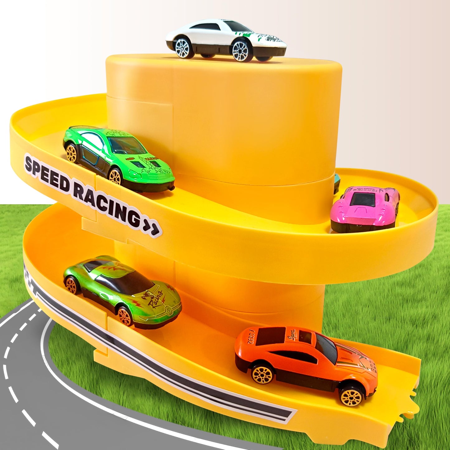Toy Car Track Storage Playset - Toddler Toys for Ages 2-4, Toy Car Set with 12 Diecast Cars, PlayMat, Race Tracks, Car Ramp, Kids Birthyday Gift for 1 2 3 4 5 Year Old Boys