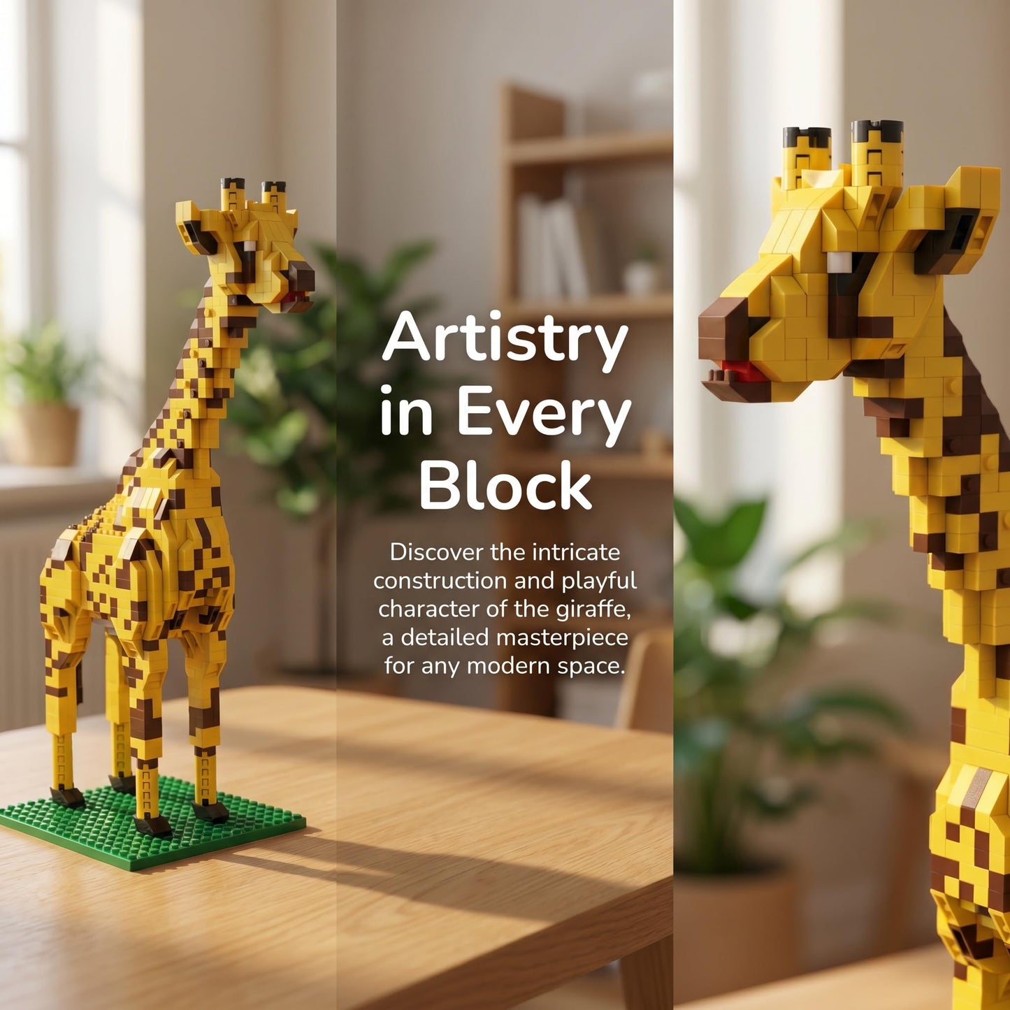 Giraffe Micro Mini Building Blocks Set for Adults,No Compatible with Lego Animals,920+PCS 3D Model Creative Decor Collection Building Toy, Gift for Birthday & Christmas
