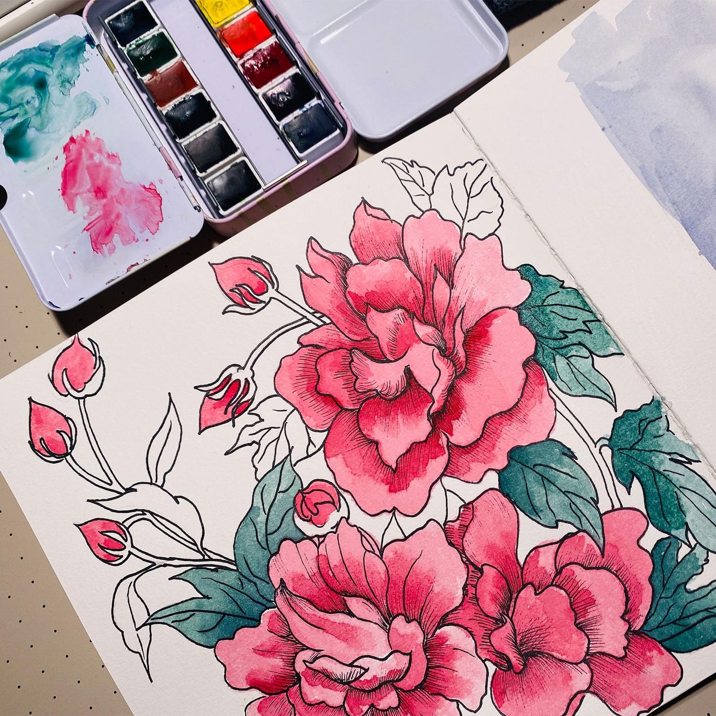 Hardcover Watercolor Journal, 42 Pages, 8.3x8.3, 140 lb/300 GSM, Acid-Free, Cold Press, Cotton Pulp, Perfect for Artists & Travel Sketching (8.3×8.3in)
