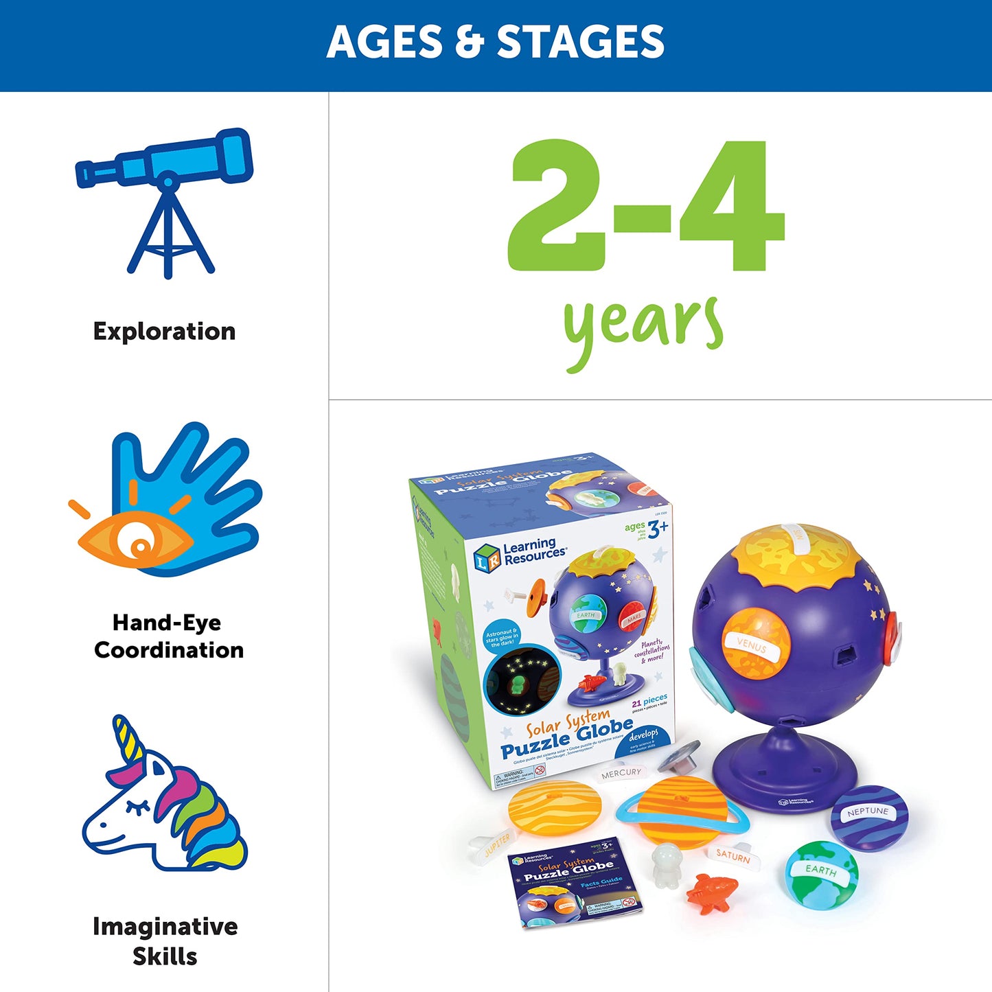 Learning Resources Solar System Puzzle Globe - 21 Pieces, Age 3+ Space Toys for Toddlers, STEM Toys for Kids, Space Décor for Kids