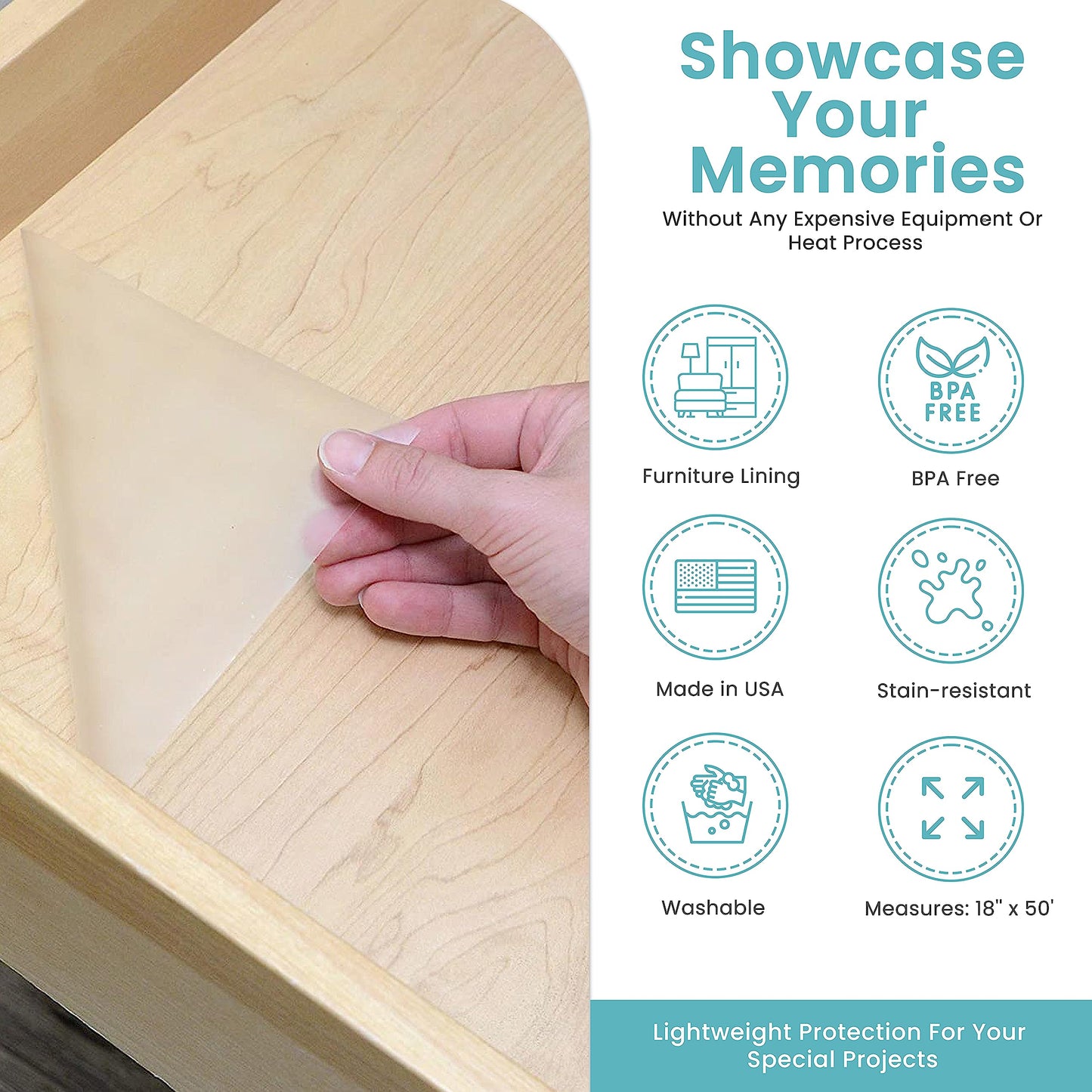 Con-Tact Brand Creative Clear Covering, Versatile and Self-Adhesive Shelf Liner, Ideal Privacy Film, Protective Clear Vinyl, 18'' x 50', Glossy