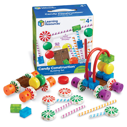 Learning Resources Candy Construction Building Set, Fine Motor Building Toy, 92 Pieces, Ages 4+, Multicolor