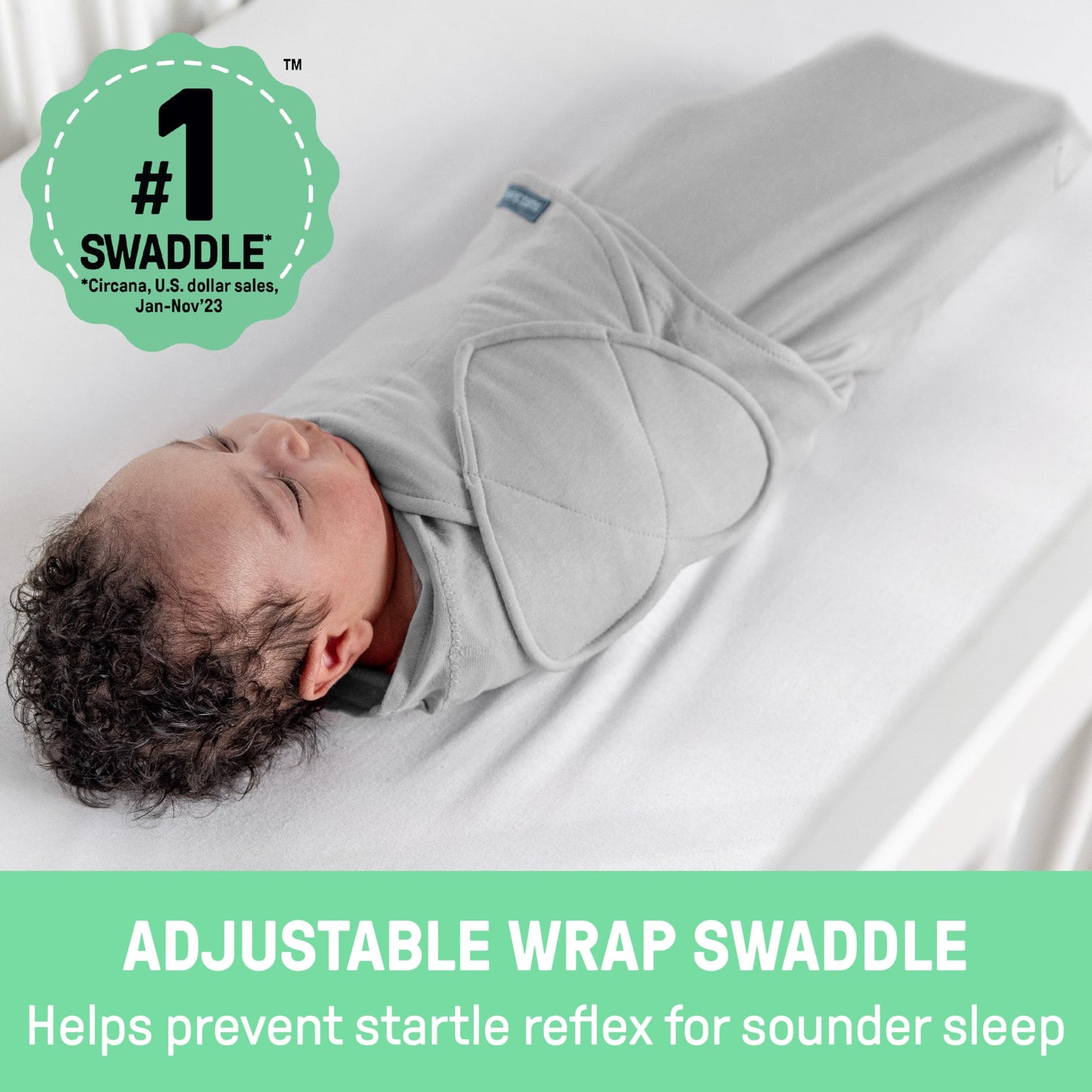 SwaddleMe by Ingenuity Monogram Collection Baby Swaddle, 100% Cotton, Improves Sleep & Calms Startle Reflex, 0-3 Months, Pocket Fold Design for Easy Changes, 1.0 TOG, 3-Pack - Elephant Dance