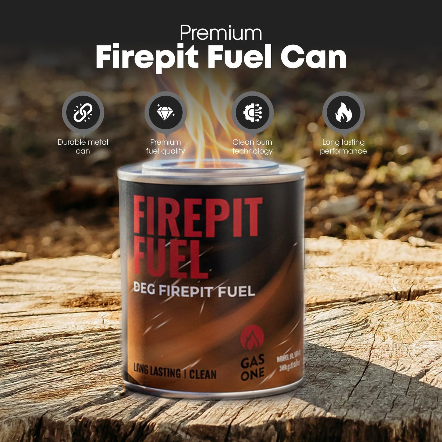 GasOne 8-Pack Firepit Fuel – Safe Wick Fuel for Fire Pit – Portable Fire Pit with 3 Hours Burn Time per Canister - Ideal for Entertaining, Ambiance