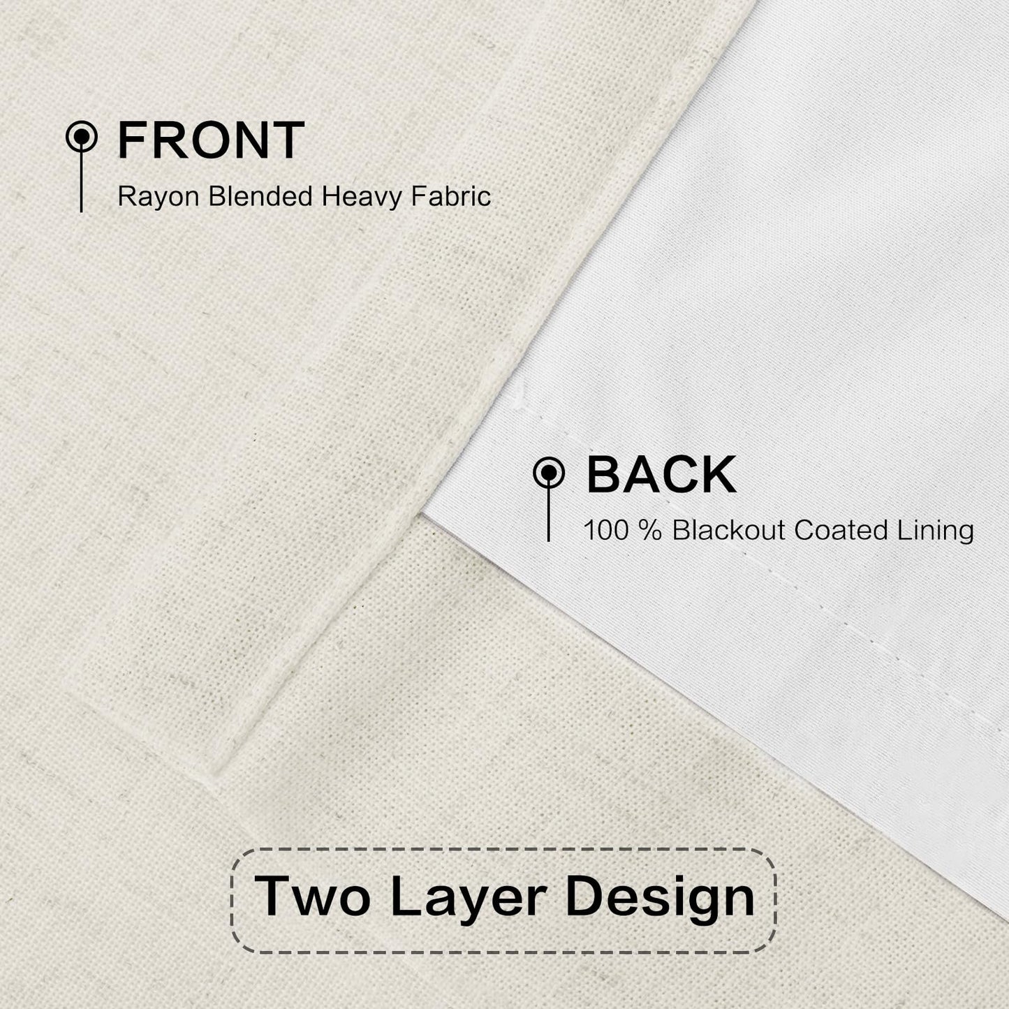 IVAPUPU Linen Pinch Pleated Blackout Curtains for Bedroom - 100% Black Out Natural Curtains 102 Inch Long 2 Panel for Living Room Darkening Thermal Insulated Thick Window Drapes with 16pc Hooks