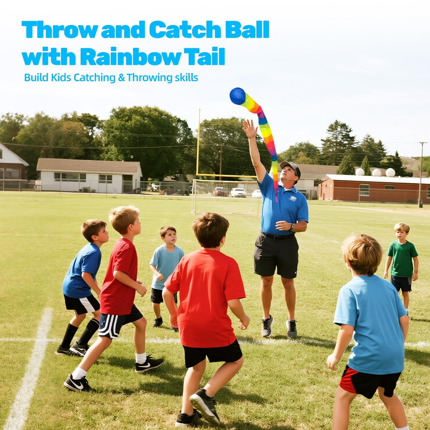 Wholelovein Rainbow Tail Shooting and Catching Balls 95cm Soft Toy for Kids Outdoor Learning Equipment Leisure Games 10 Pack