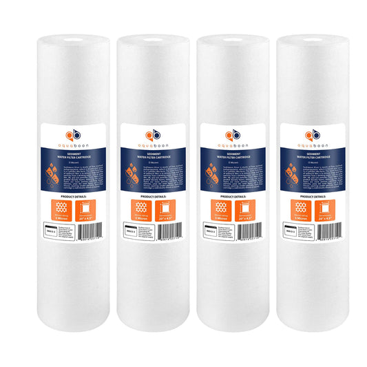 Aquaboon 5 Micron 20 x 4.5 Whole House Sediment Filter Cartridge 20 inch Water Filter Replacement Compatible with DGD-5005-20, FP25B, AP810-2, 4-Pack
