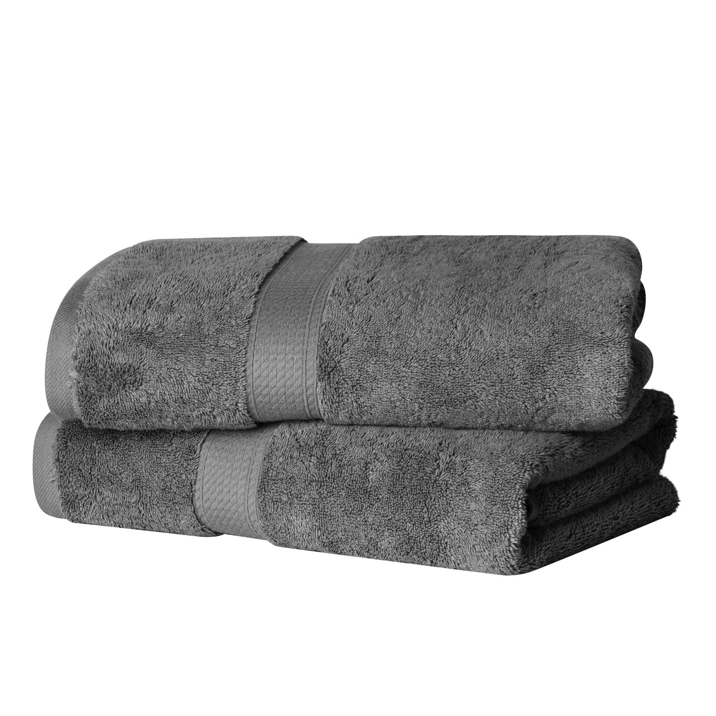 Superior Egyptian Cotton Pile Bath Towel Set of 2, Ultra Soft Luxury Towels, Thick Plush Essentials, Absorbent Heavyweight, Guest Bath, Hotel, Spa, Home Bathroom, Shower Basics, Charcoal