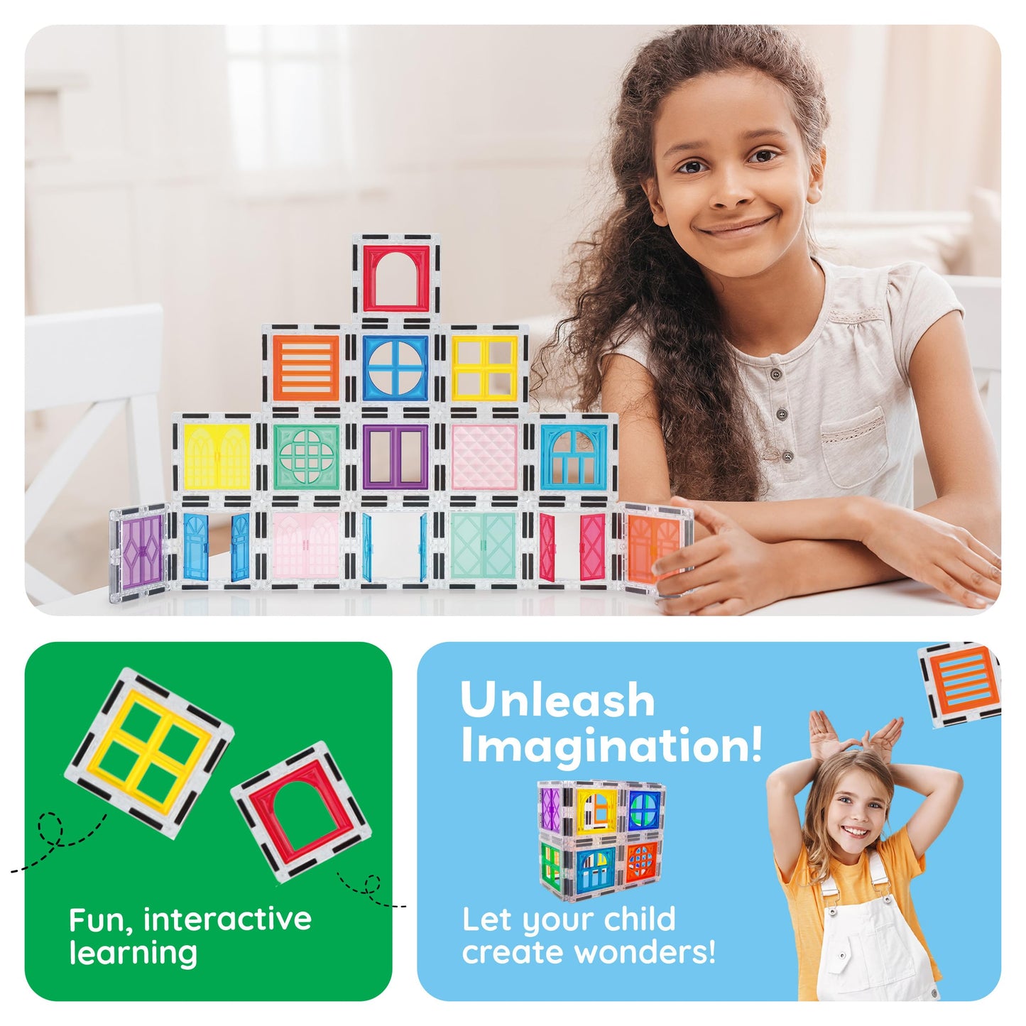 PicassoTiles Magnetic Tiles Toddler Toys Magnetic Building Blocks for Kids 61 Piece STEM Educational Toys for Girls & Boys Ages 3-12 Play for Preschool Learning Stocking Stuffer