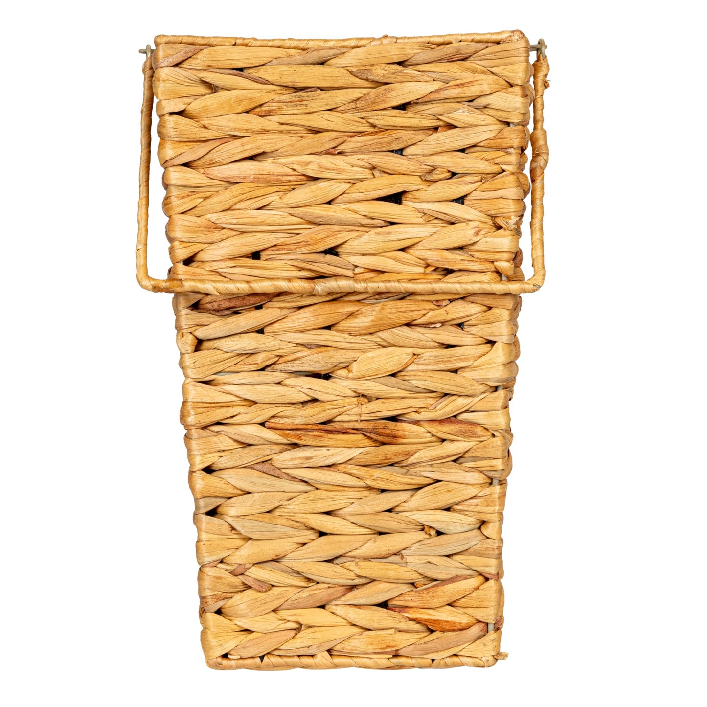 Household Essentials Wicker Stair Basket with Handles, Handwoven Water Hyacinth, Sits on Two Stairs, Lightweight, Natural