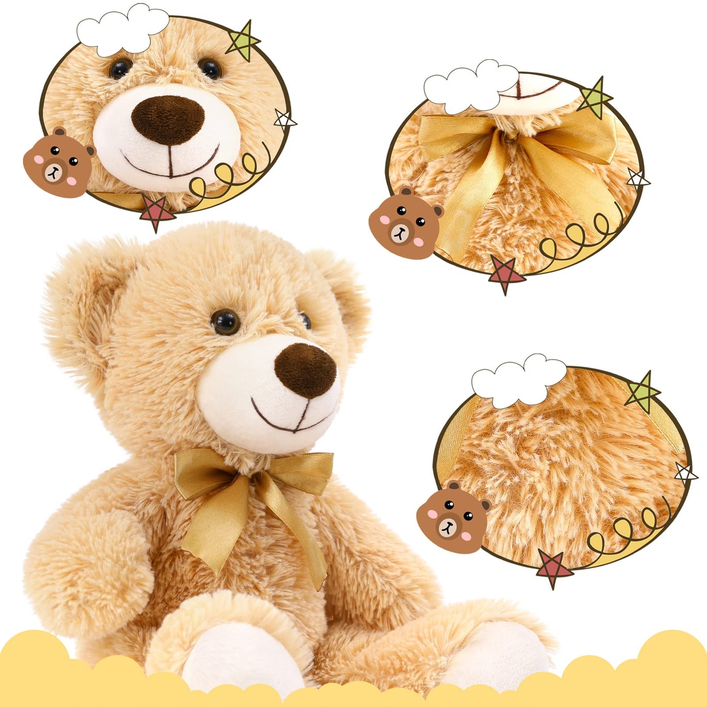 MaoGoLan Bulk Teddy Bear Baby Shower, 10 Packs Small Teddy Bear Stuffed Animals in Bulk,13.5" Small Stuffed Bears Plush for Wedding,Birthday,Christmas, Party Decorations