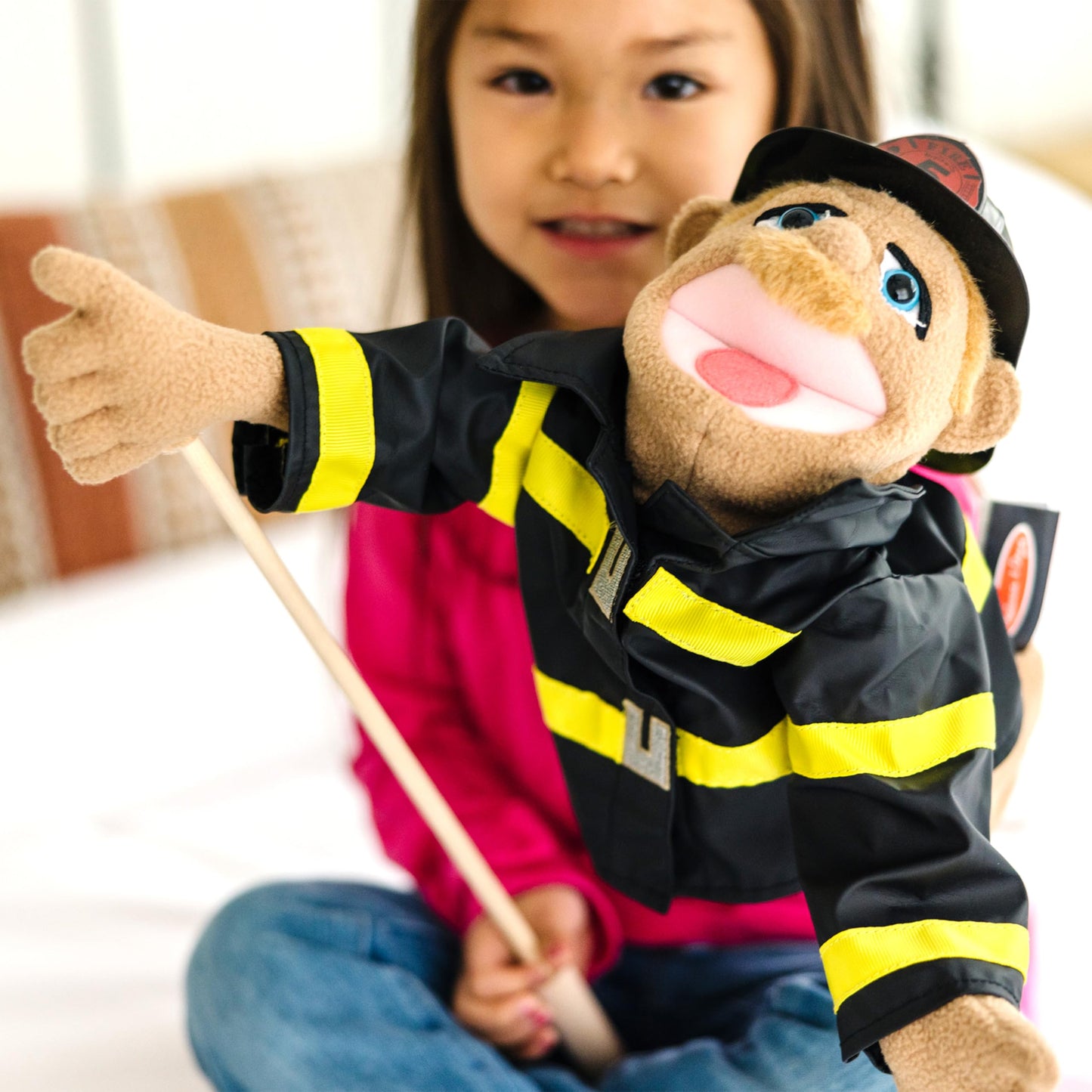 Melissa & Doug Rescue Puppet Set - Police Officer and FirefighterSoft, Plush Puppets for Kids Ages 3+