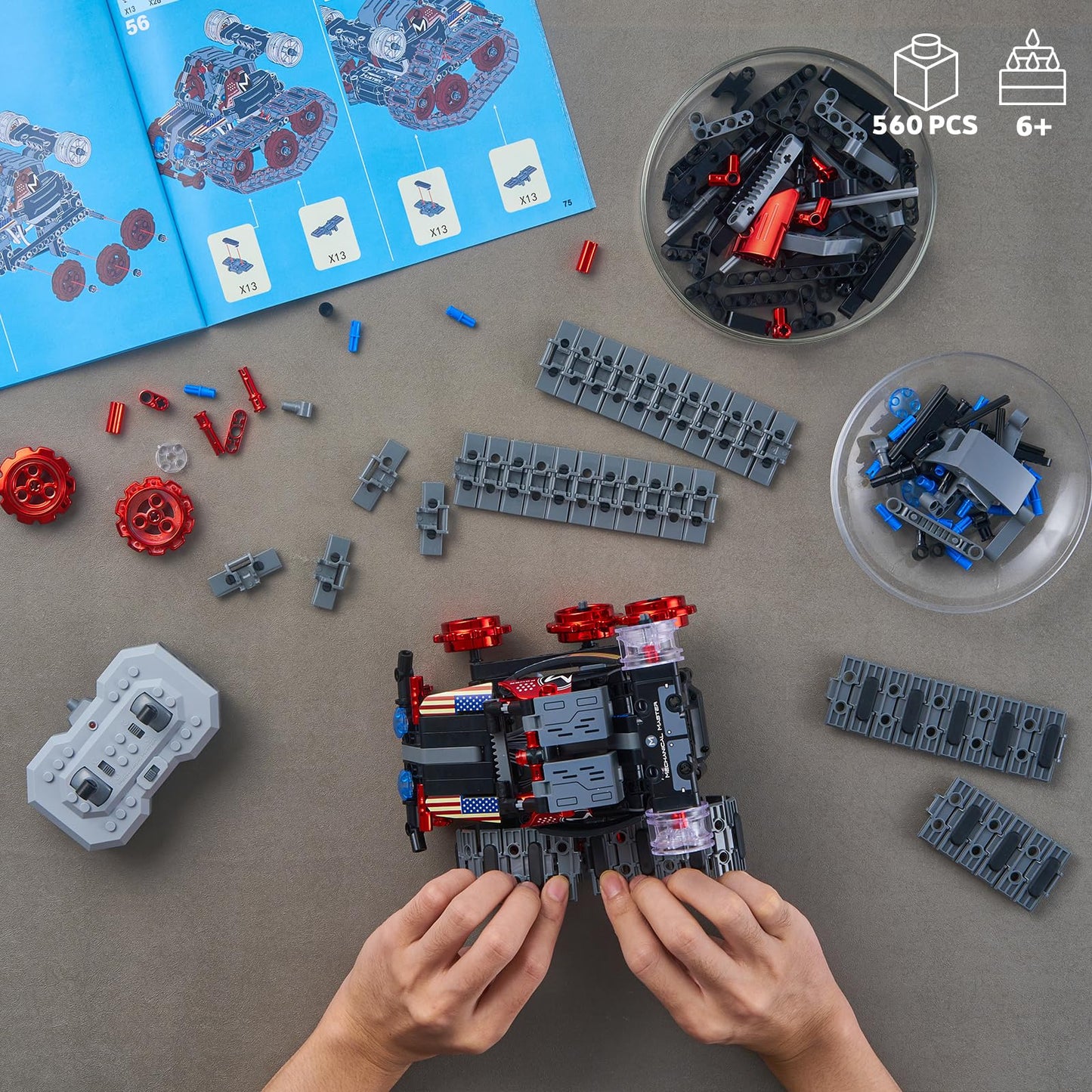 JOJO&Peach Stem Robot Building Toys, Remote & APP Controlled 4 in 1 Wall Robot/Stunt Car/Triangle Robot, STEM Projects Creative Gifts Toys for Boys Girls 6 7 8-12 (631Pieces)