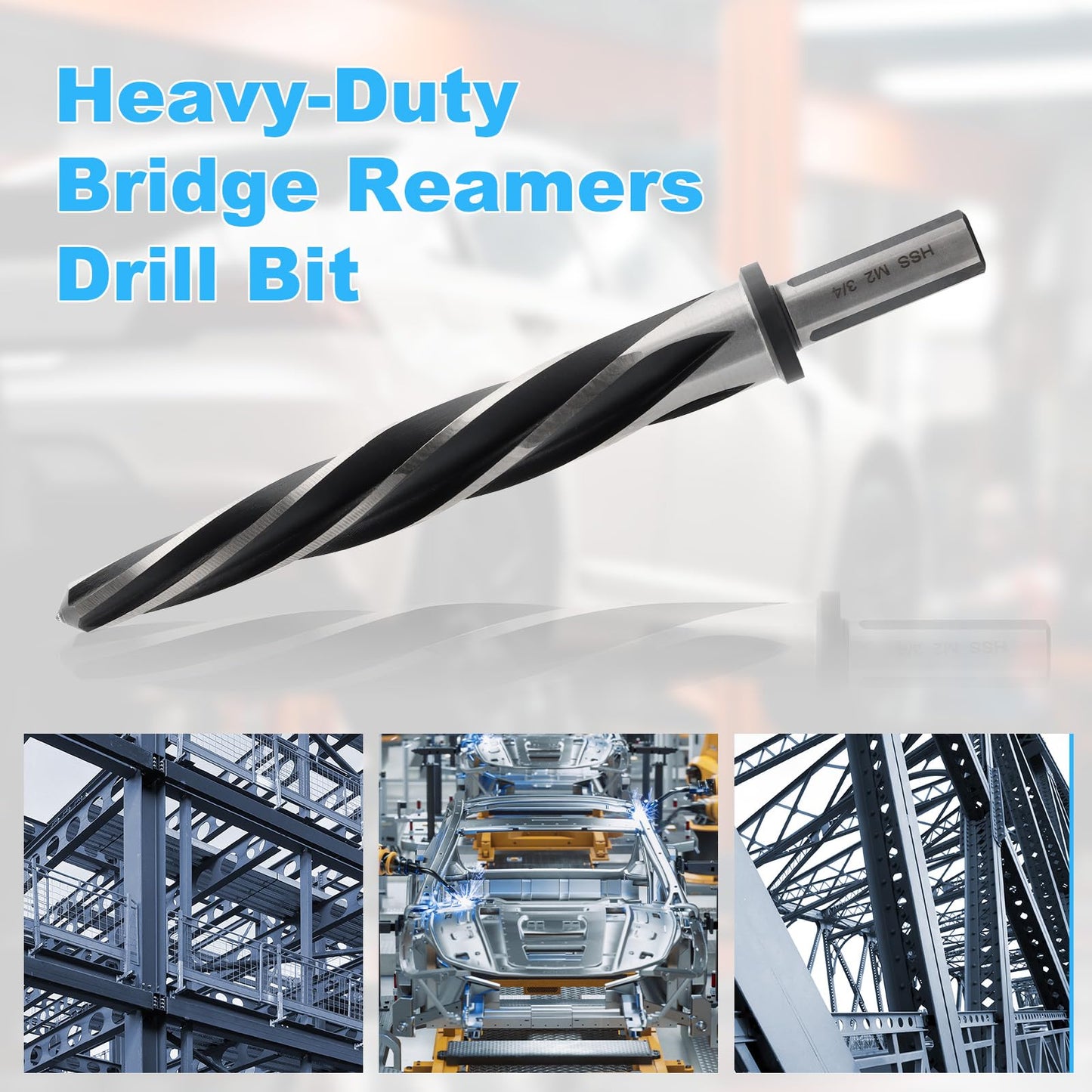Rocaris 5 Pcs M2 HSS Taper Chucking Reamer Drill Bit, 3/8", 1/2", 5/8", 3/4", 13/16", Taper Reamer Drill Bit for Steel, Alloy, Aluminum, Wood, Plastic